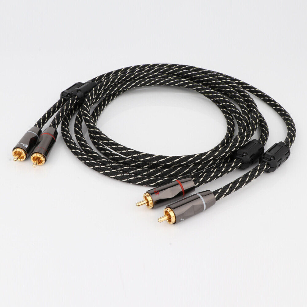 Pair HIFI Audio RCA Cable Gold Plated RCA Male Plug signal Interconnect Cord