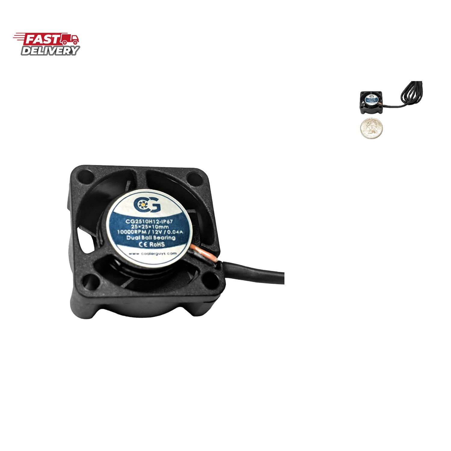 12vDC Waterproof  Fan High Speed, 25x10mm