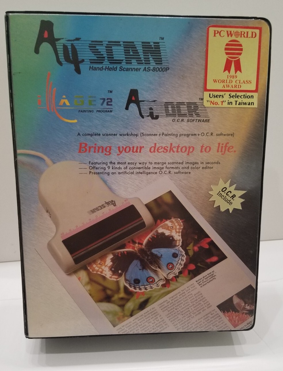 Vintage 1989 A4 Hand Held Scanner Kit Diskette PC Hardware OCR Software Disc Old