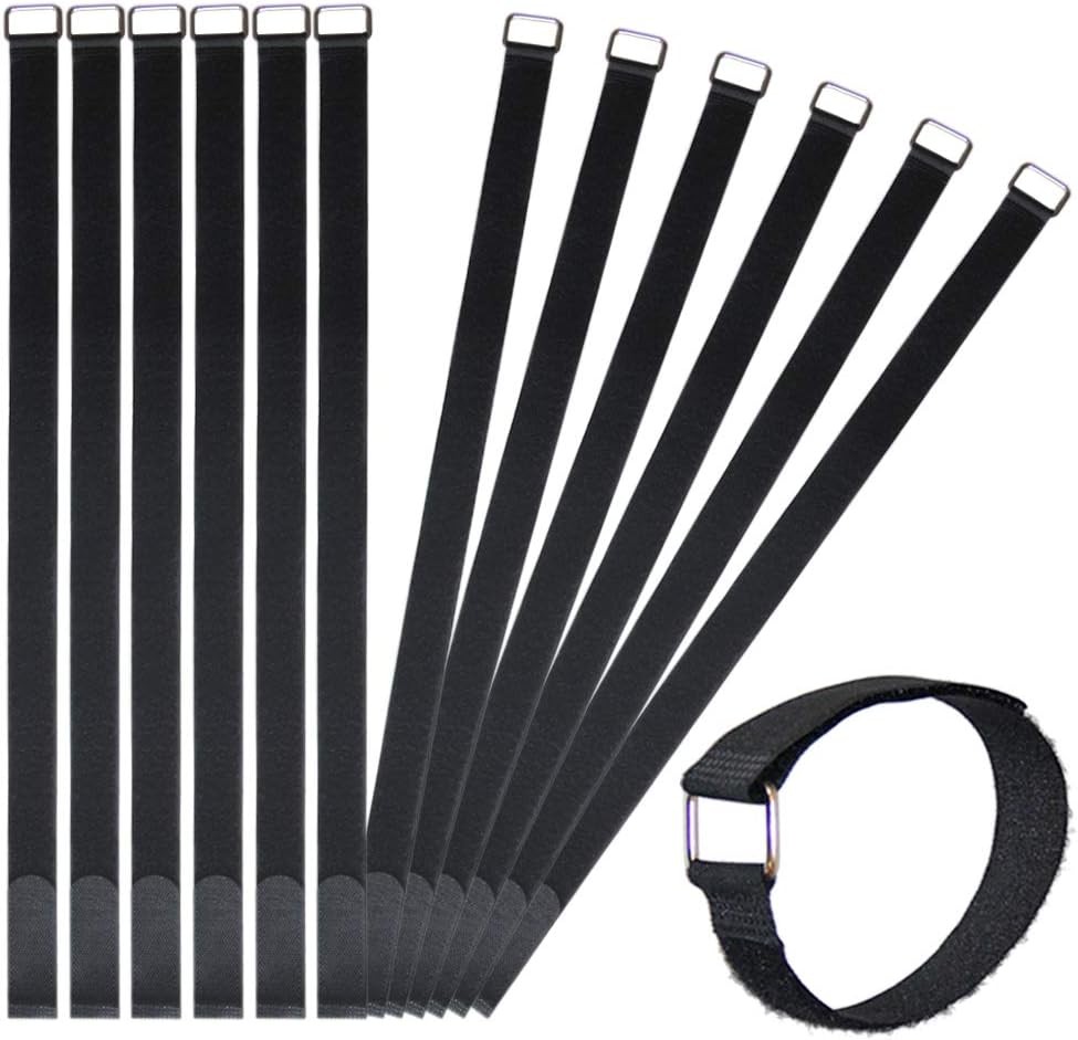 24 inch Hook and Loop Cable Strap - Reusable Fastening Strap - 12 PACK