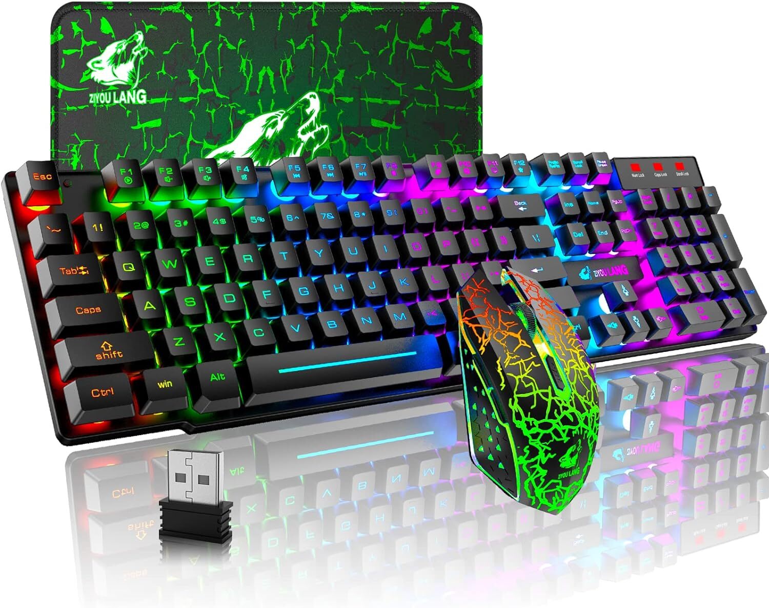 KUIYN T6 Wired Membrane Keyboard Mouse Combo, 12 Chroma RGB Backlit Antighosting