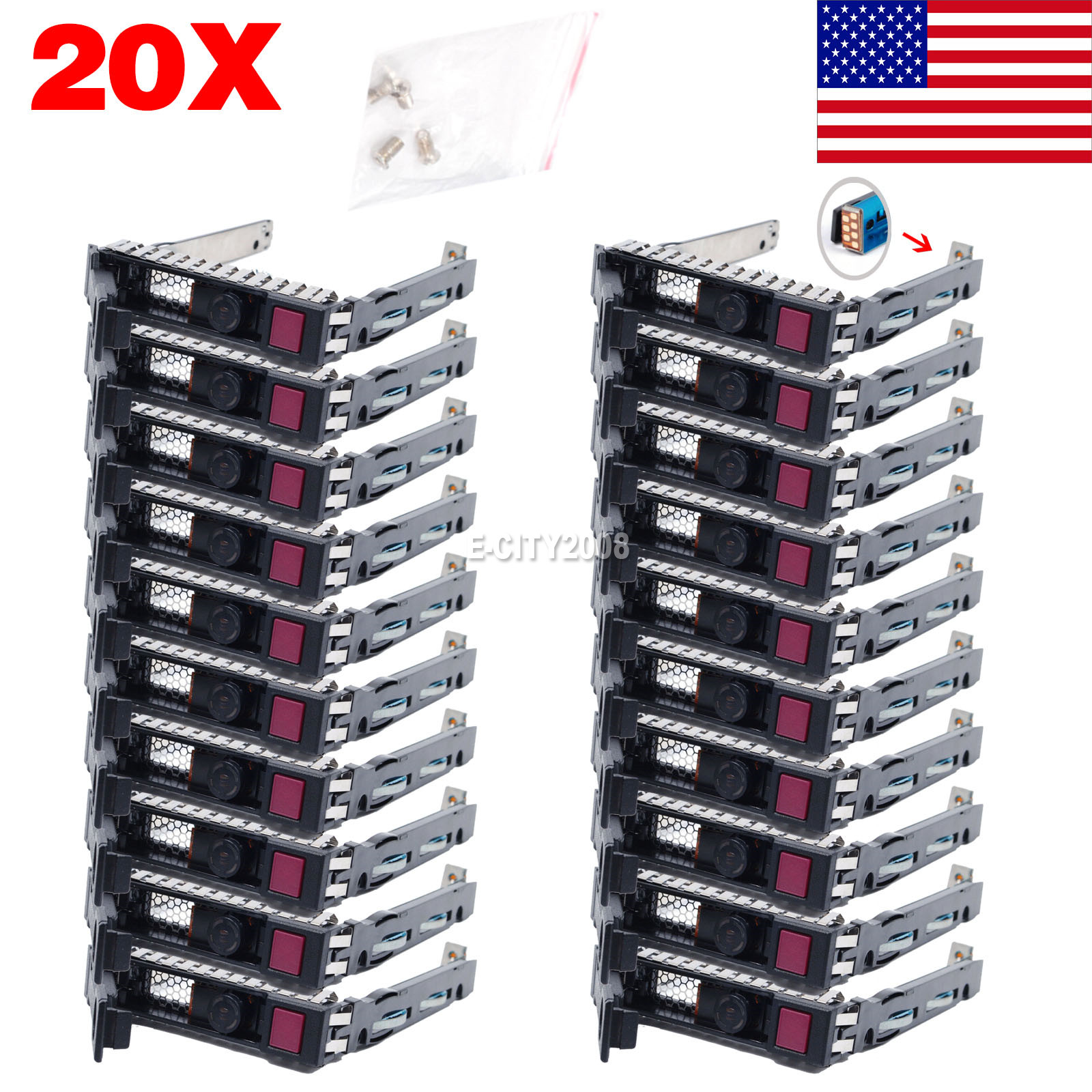 20Pcs For HP Gen8 Gen9 651687-001 SFF 2.5" HDD Tray Caddy DL380p DL388 DL360p