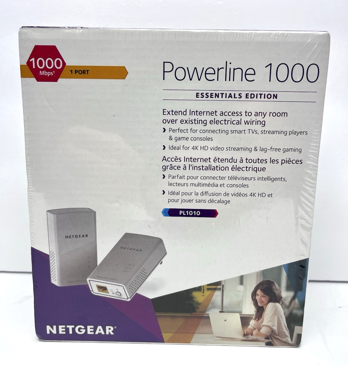 Netgear Powerline 1000 Essentials Edition Extender Gaming (PL1010-100PAS) Sealed
