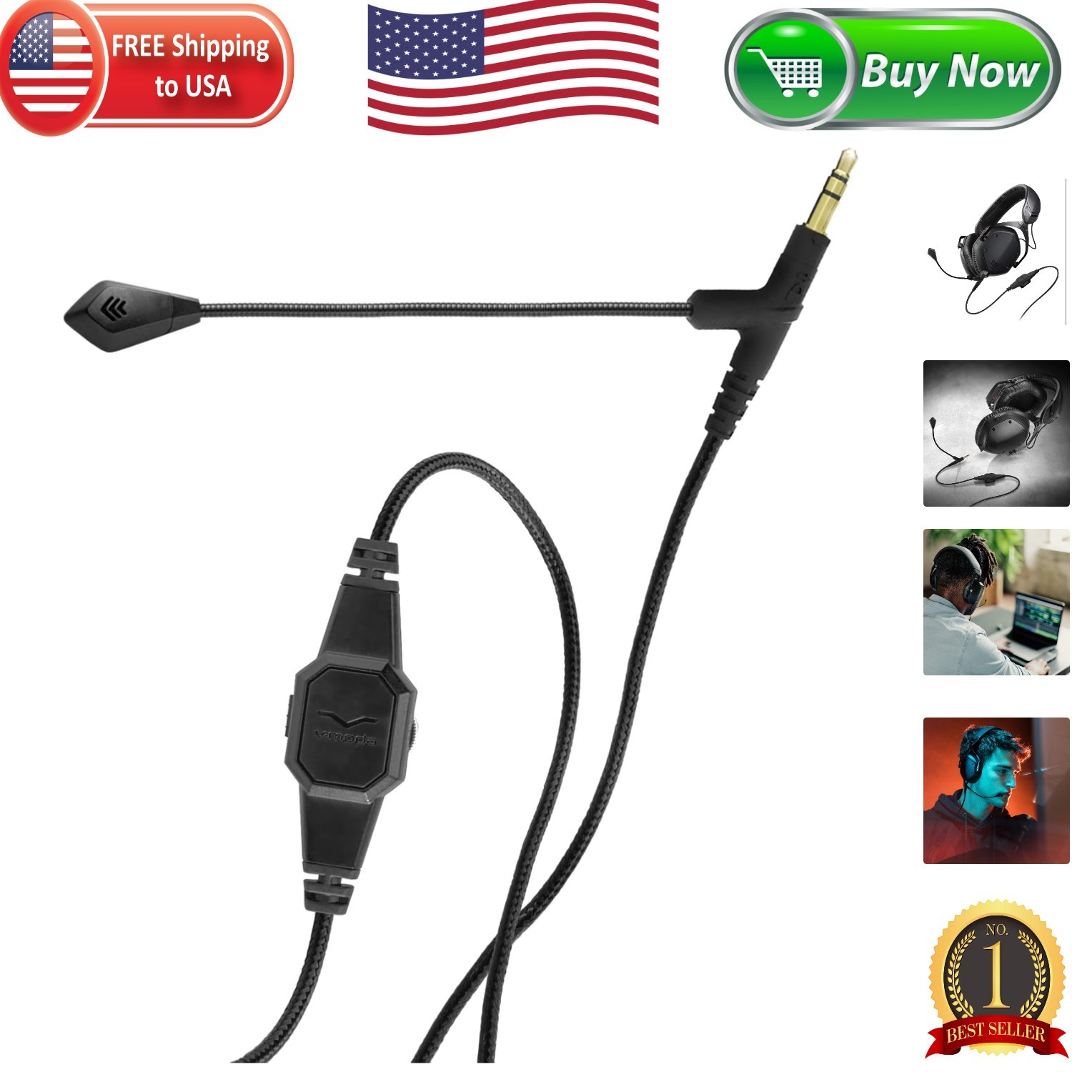 High Sensitivity BoomPro Microphone for Gaming & Calls - Lightweight & Durable