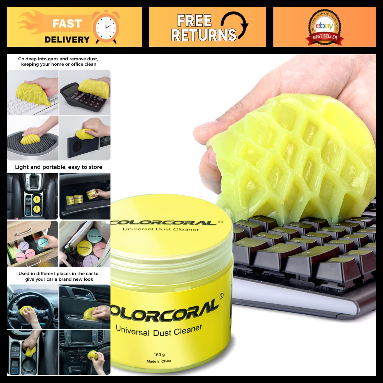 Universal Cleaning Gel for PC, Keyboard, Car Detailing & Electronics - 160g Dust
