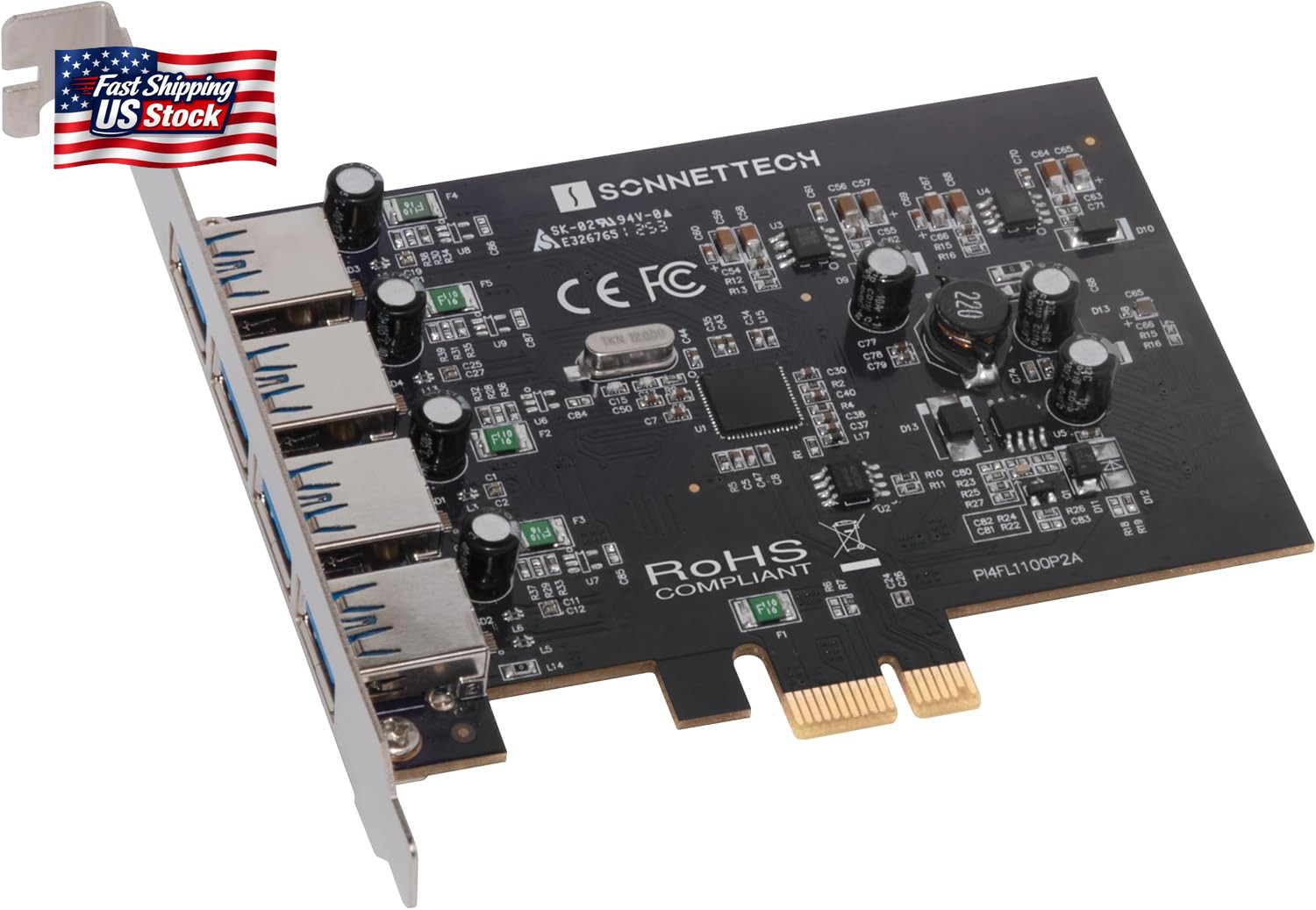 Sonnet Allegro USB-A 4-Port USB 3.2 Gen 1 Pcie Card Mac Windows Linux 5Gbps