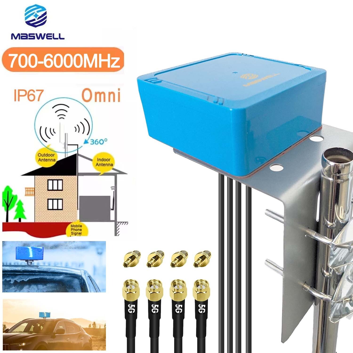 MIMO 4X4 5G 4G+ LTE M2M IoT Antenna Outdoor Low Gain 3dBi 700-6000MHz WIFI 6
