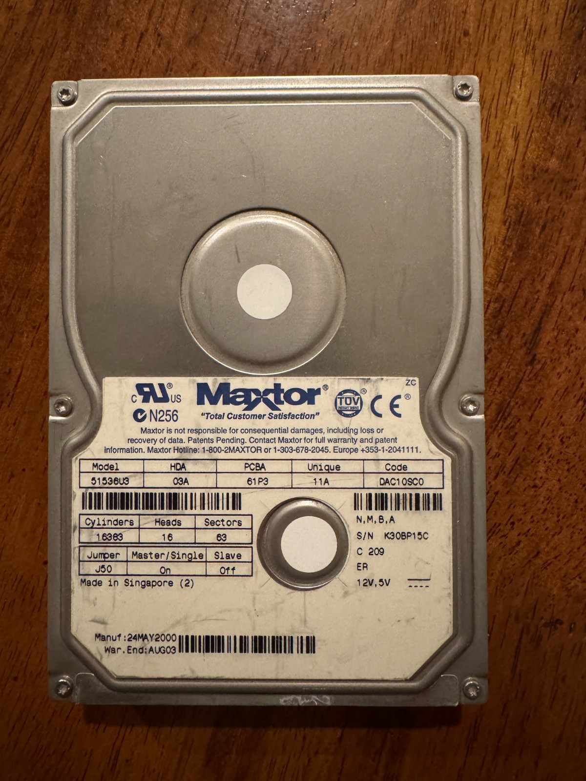 Maxtor 51536U3 15.3 GB IDE Hard Drive