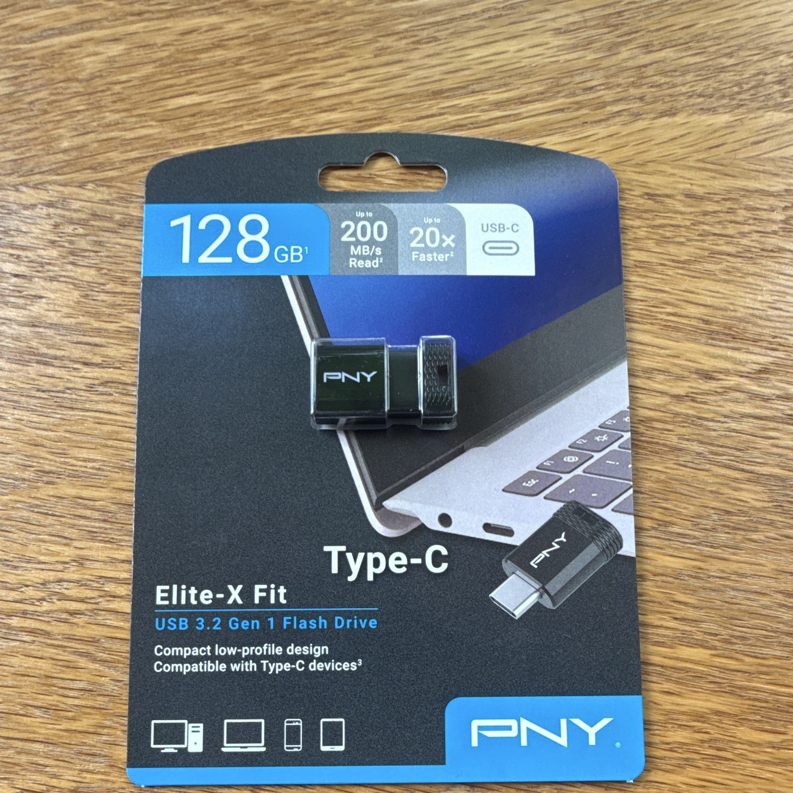PNY Elite-X Fit 128GB USB-C Flash Drive USB 3.2 Gen 1 200MB/s Black