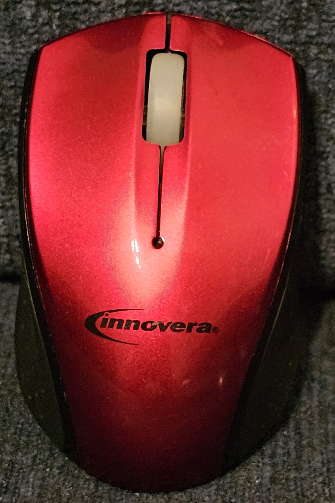 Innovera 62204 Mini Wireless Optical Mouse, 2.4GHz, 30ft Range, Red/Black Works