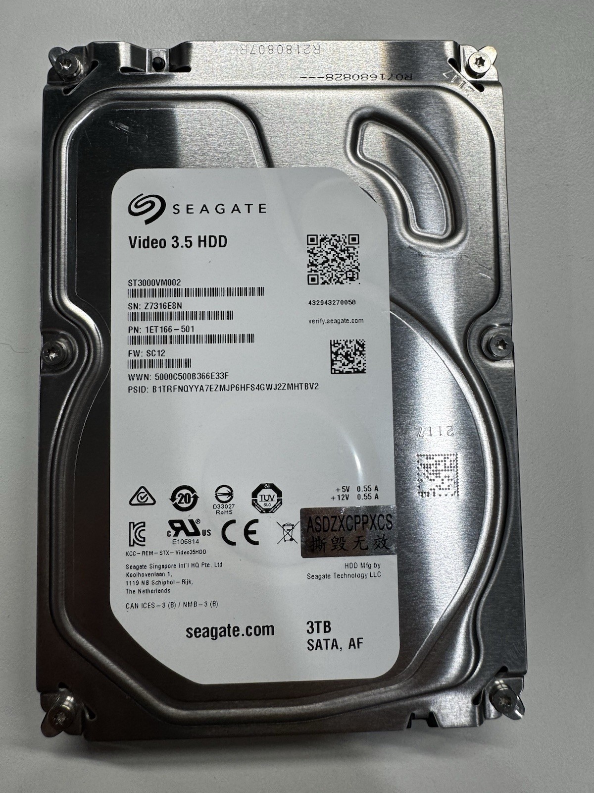 Seagate 3TB Video 3.5 HDD ST3000VM002 SATA DVR NVR Surveillance