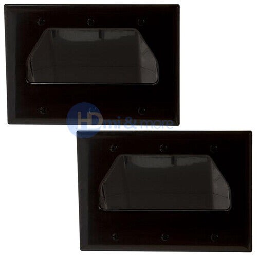 2x Wall Plate 3 Gang Recessed Low Voltage Cable Black