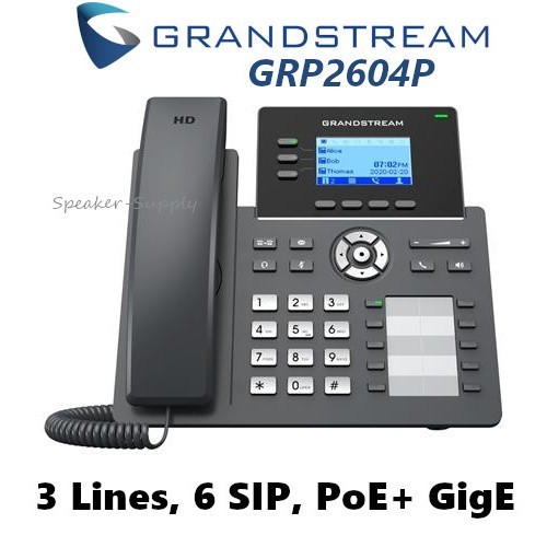 Grandstream GRP2604P 3-Line 6 SIP Office Phone + Dual Gigabit PoE