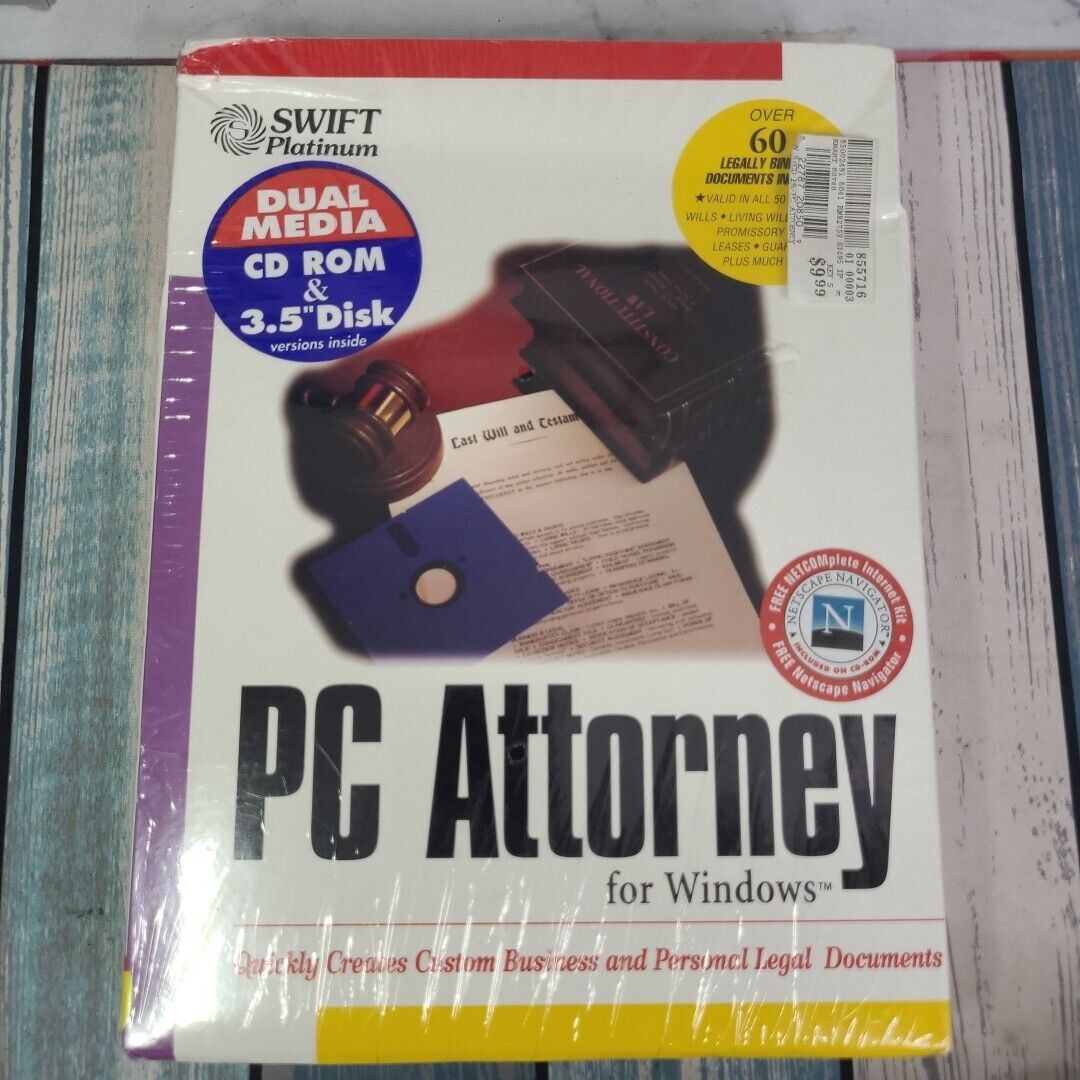Vintage 1994 Swift Platinum PC Attorney for Windows Sealed NEW Rare Item Big Box