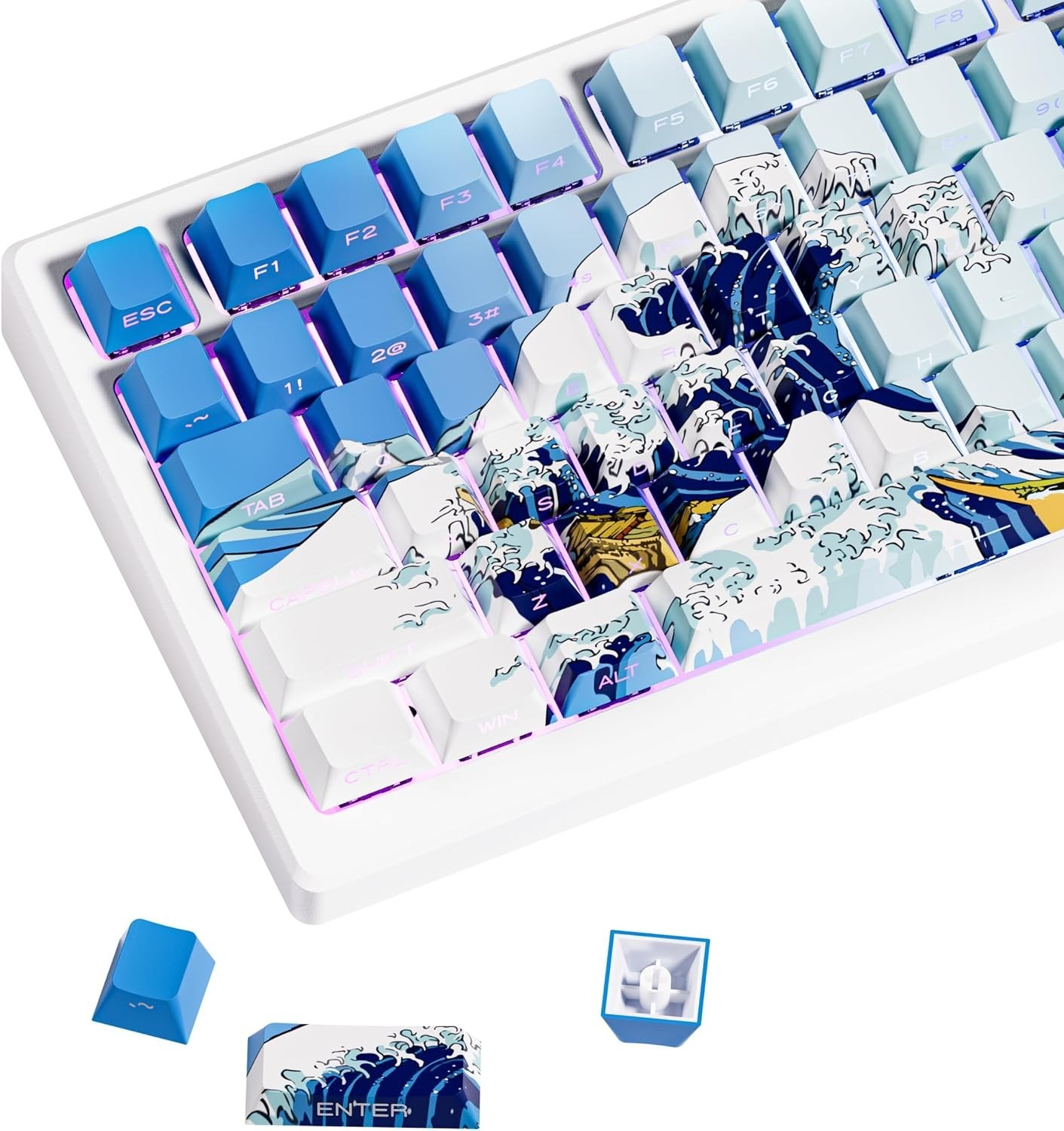 Durable PBT Keycap Set - 131 Cherry Profile XVX Keycaps for Mechanical Keyboards