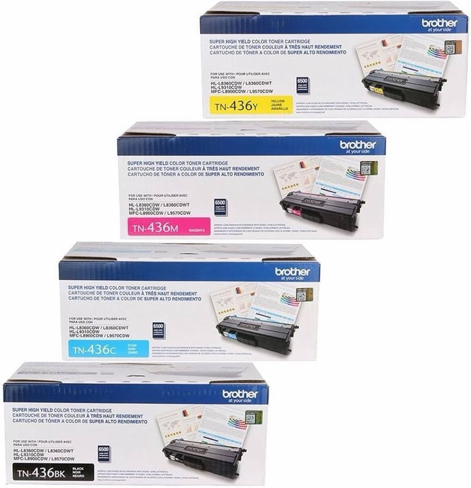 Brother TN-436 CMYK High Yield Toner Cartridge Set OEM TN-436BK/C/M/Y