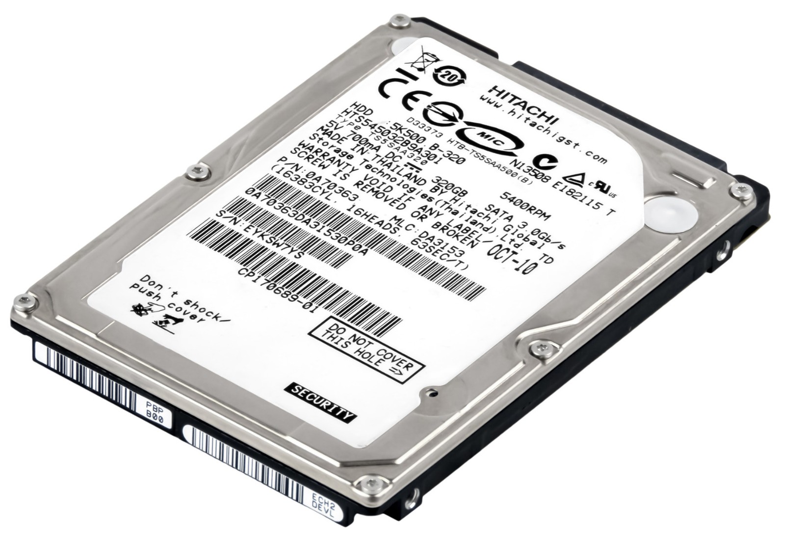 Hitachi TravelStar 5K500.B HTS545032B9A301 320GB 5.4K 8MB SATA II 2.5''