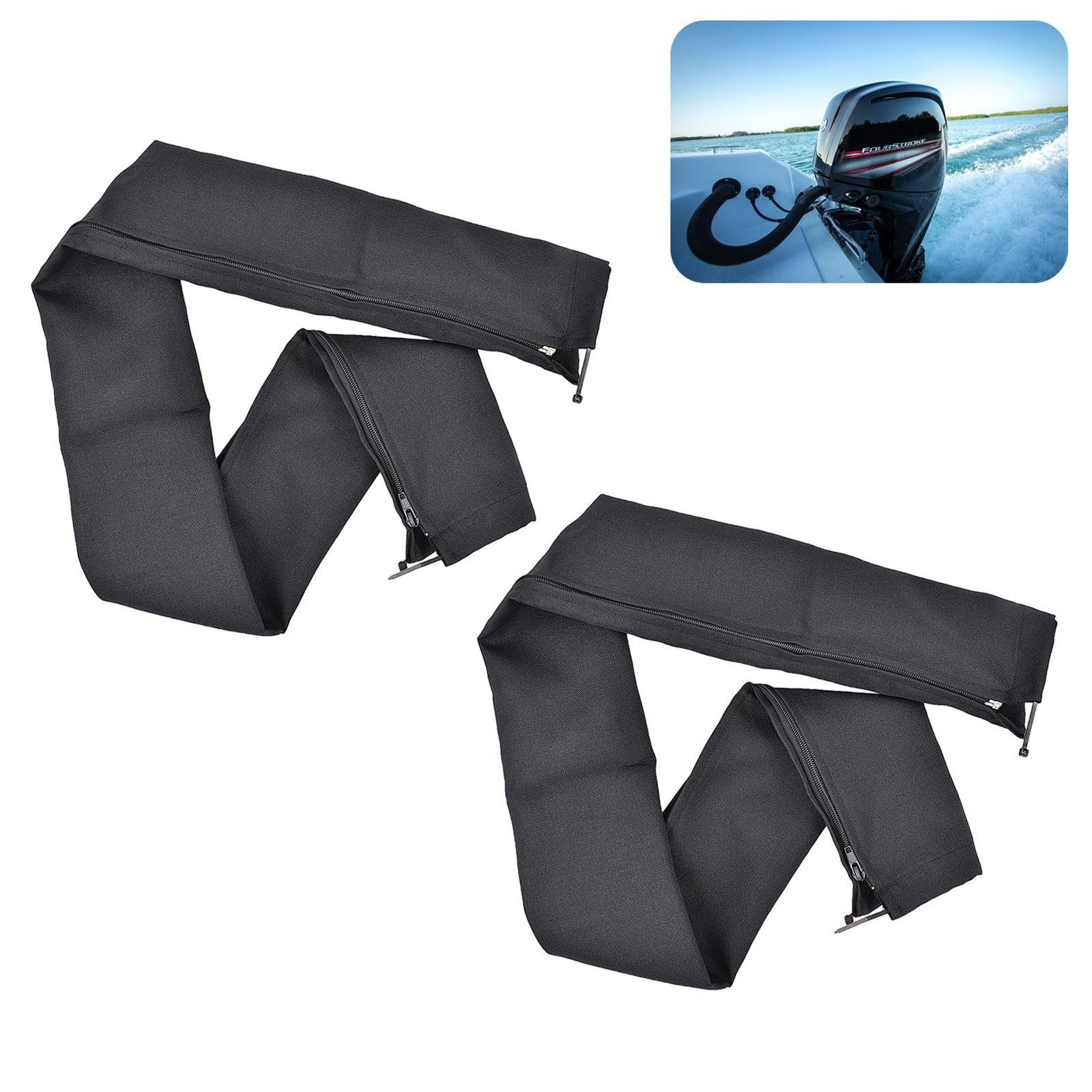 1 PCS Black 48 Inch Trolling Motor Cable Sleeve Zippered Rigging Organizer