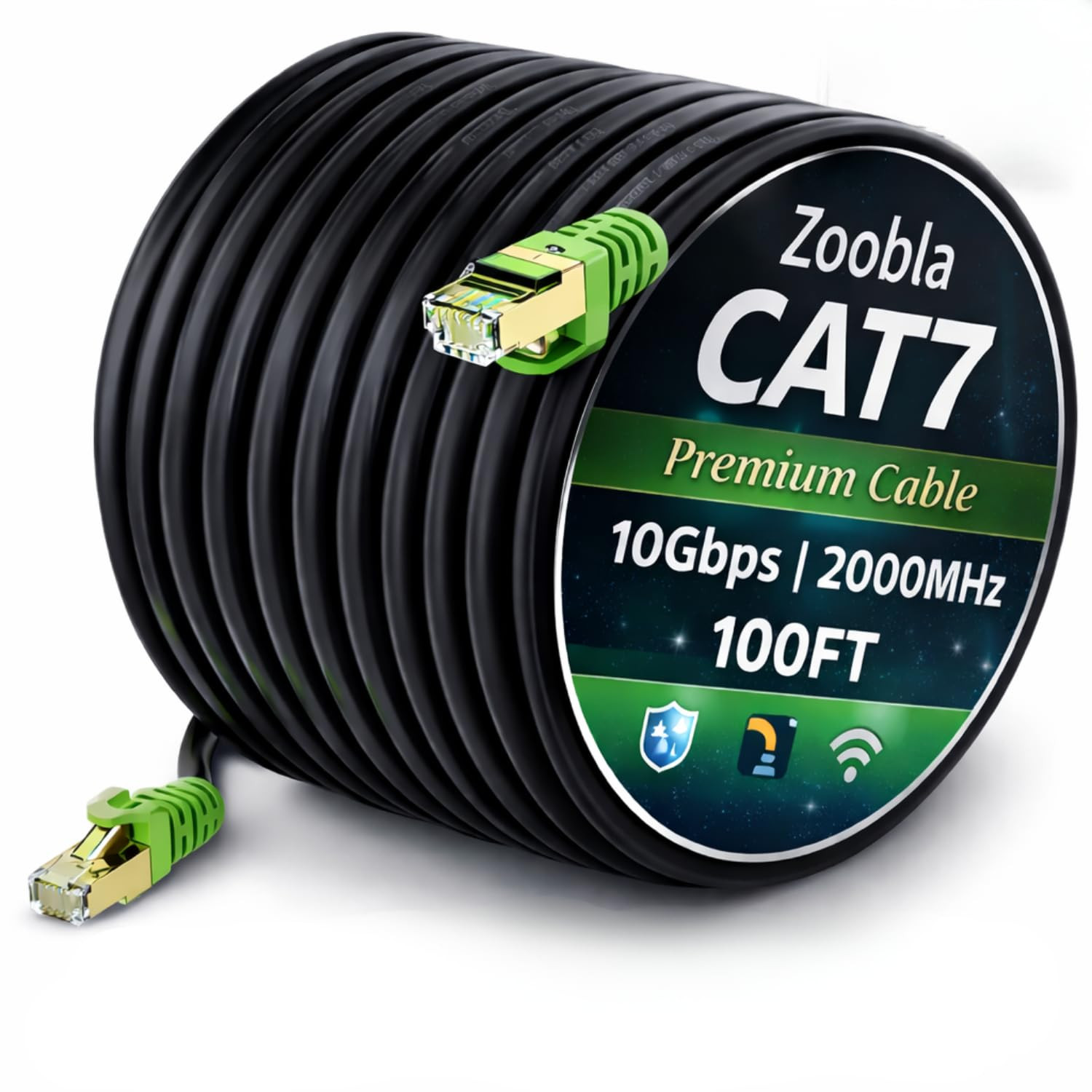 Cat7 SFTP Ethernet Patch Cord – 100% Pure Copper LAN Cable, Double Shielded (Foi