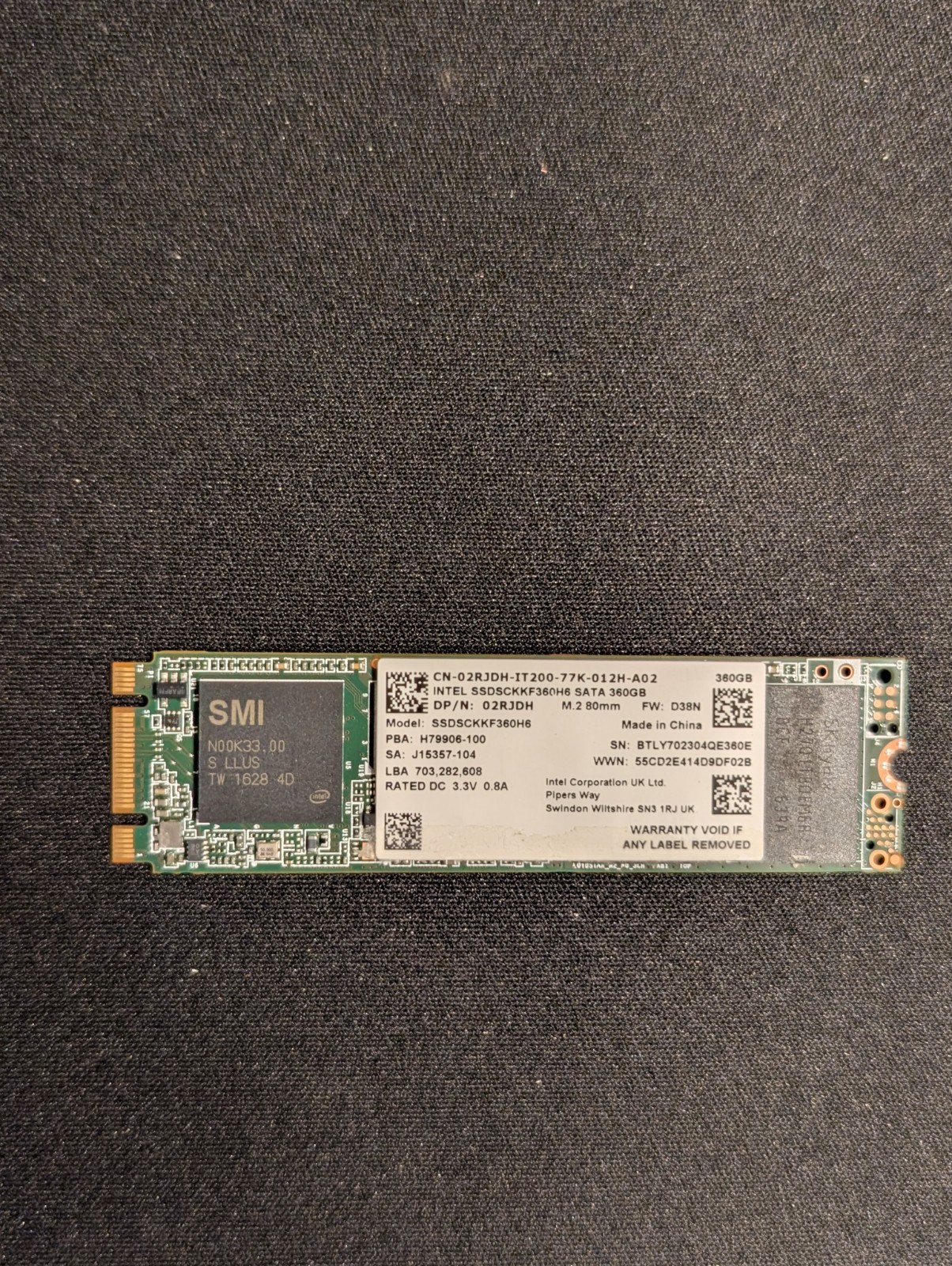 Intel SSDSCKKF360H6 360GB M.2 SATA SSD 2280