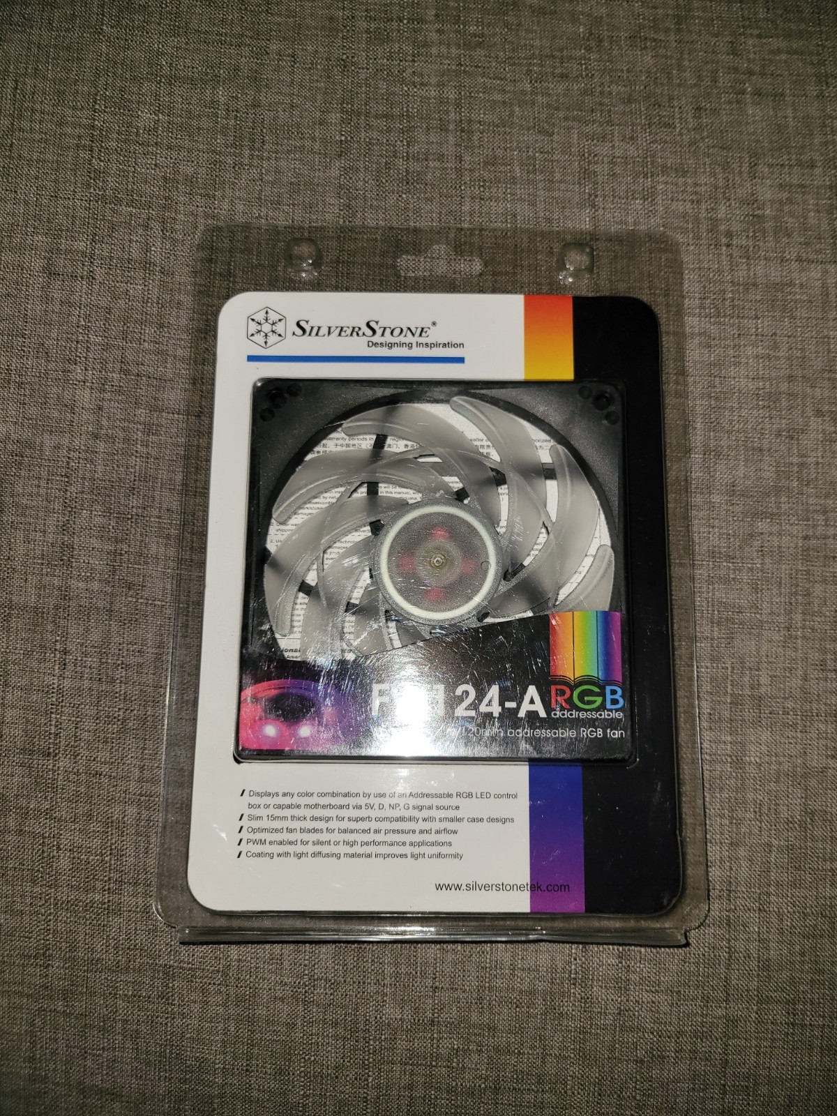 Silverstone FW124-ARGB 120mm x 15mm Slim 15mm Thick ARGB PWM Fan (3 Pcs)