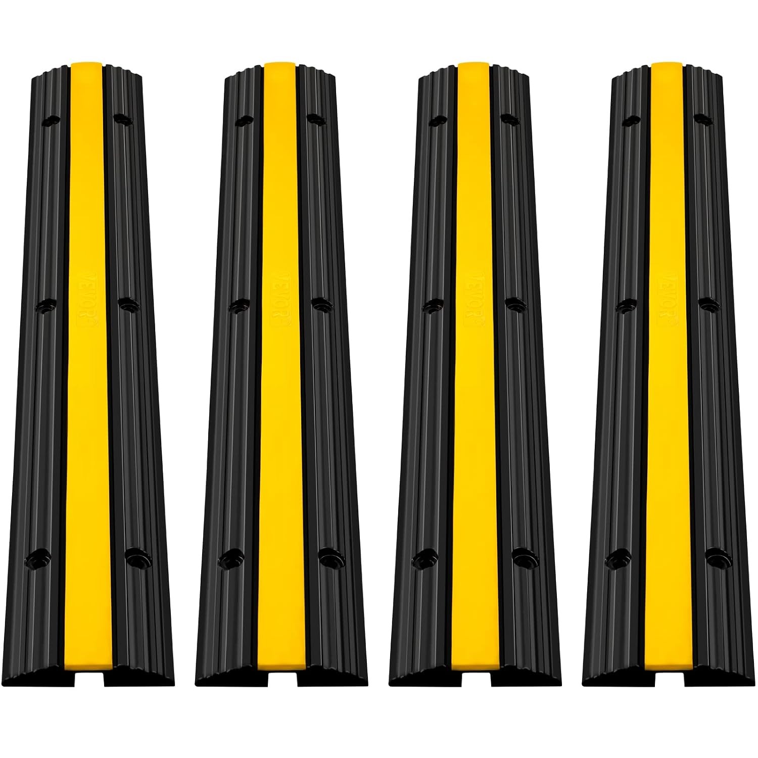 Happybuy 4 Pack of 1-Channel Rubber Cable Protector Ramps Heavy Duty 18000Lbs Lo