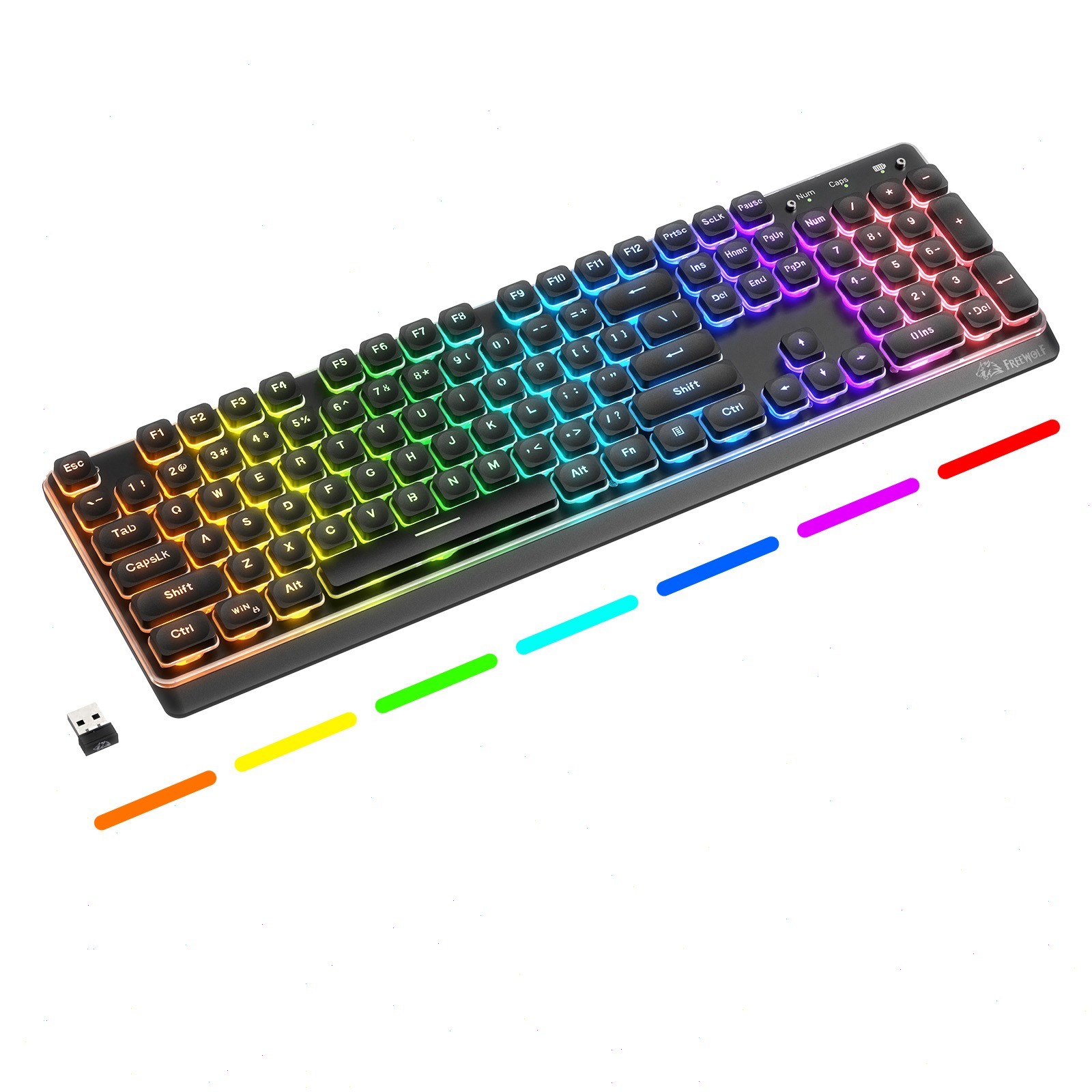 ZIYOU LANG M104 Gaming Keyboard 3-mode RGB Backlit Full-Key 4000mAh Metal Panel
