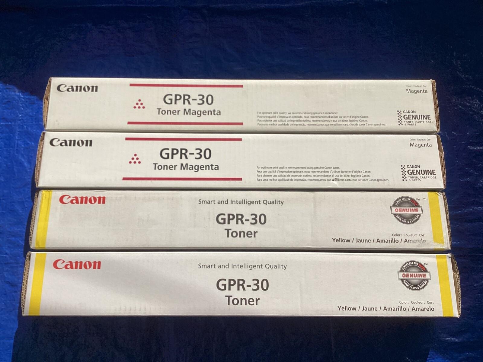 NEW Lot of 4, Genuine Canon GPR-30 M(x2)/Y(x2) Toner Cartridge