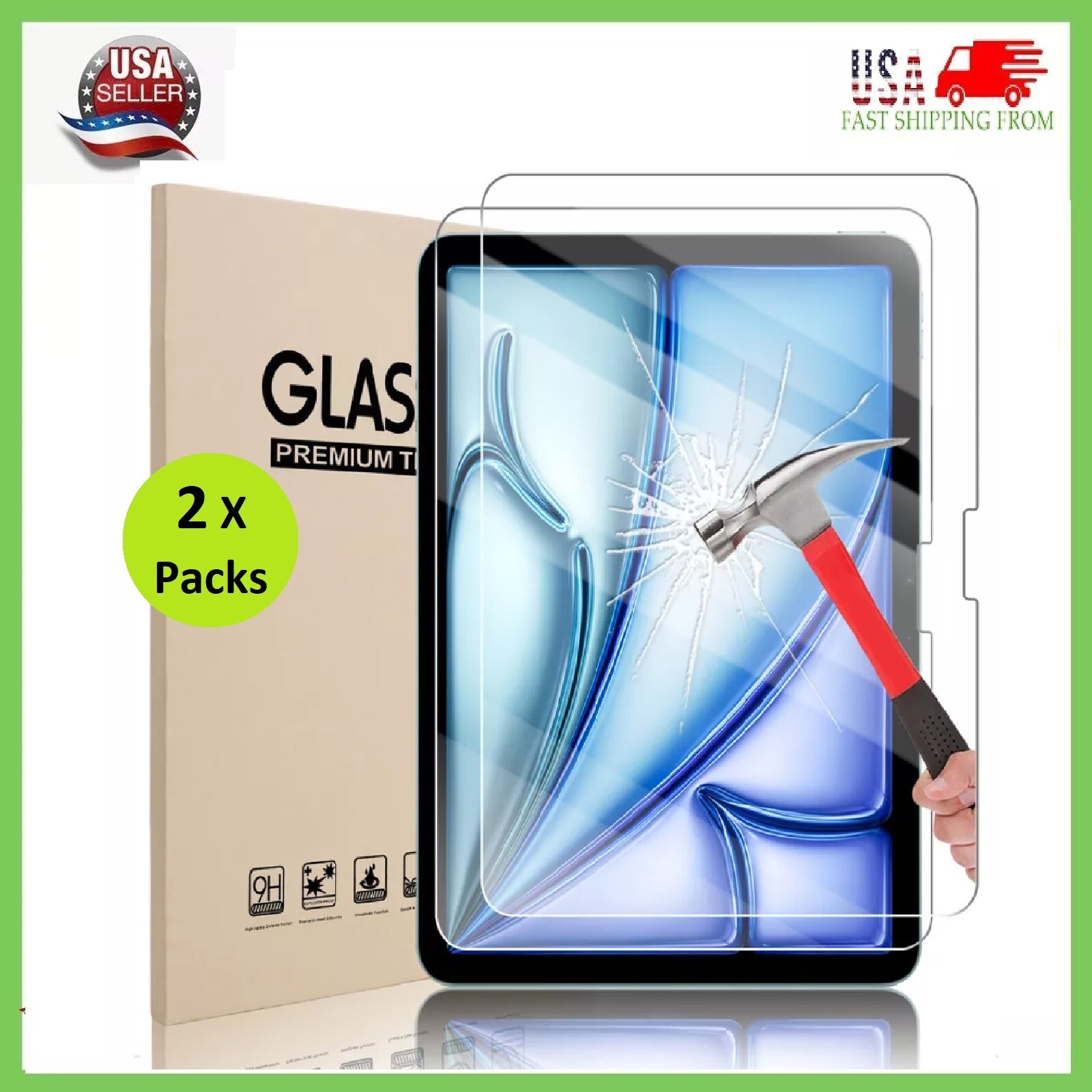 2 x Packs Tempered Glass Screen Protector For iPad / Pro Air 6 11"/13" iPad 2024