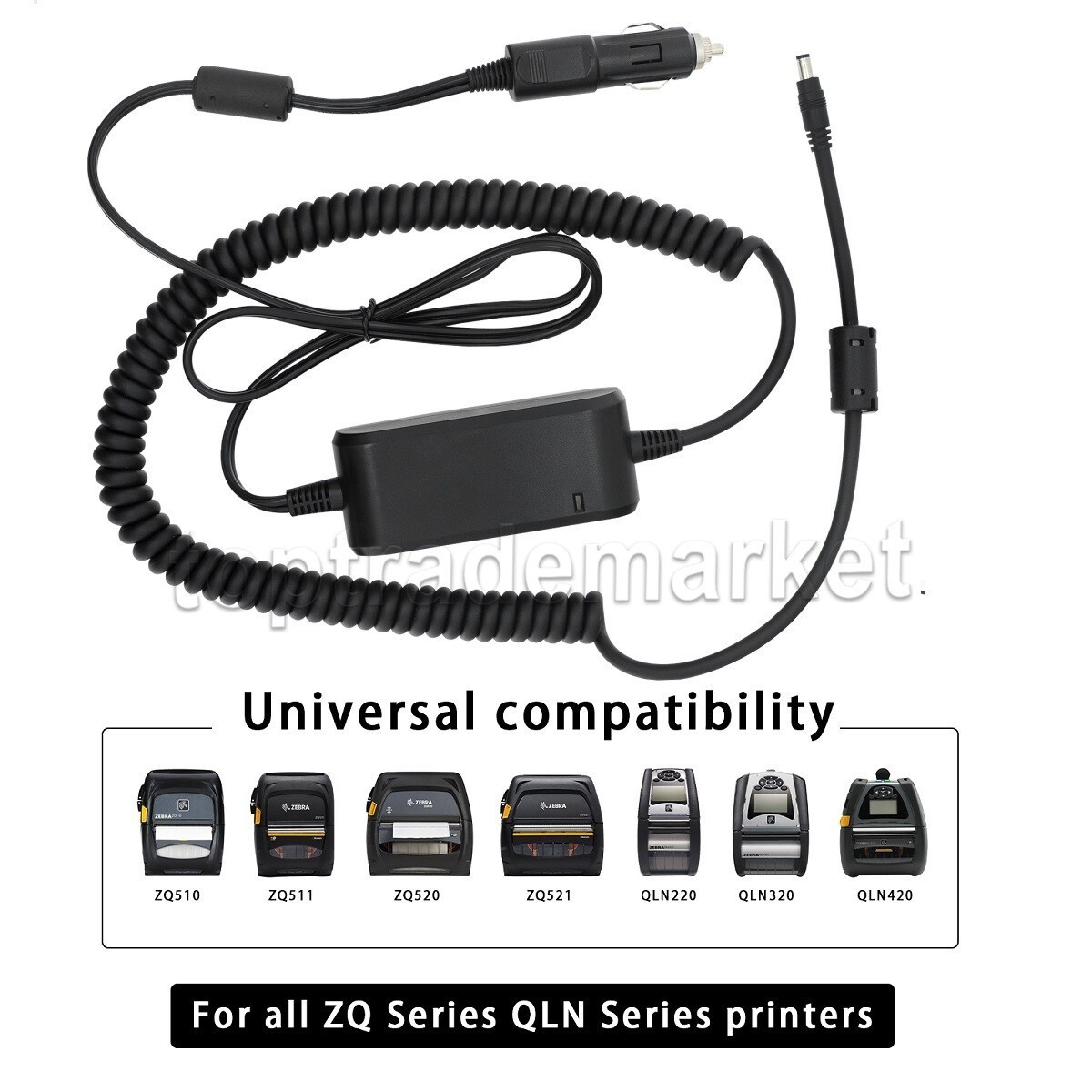 US Car/RV DC Charger Cable for Zebra ZQ510 511 ZQ520 ZQ521 QLN220 QLN320 QLN420