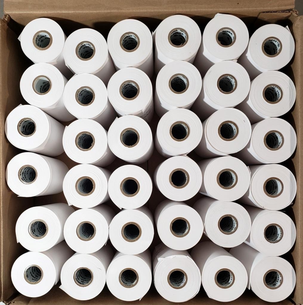Zebra 10001965 3.2 Mil Hi-Temp White Coated Receipt Rolls 4"x74' Core 36 Rolls
