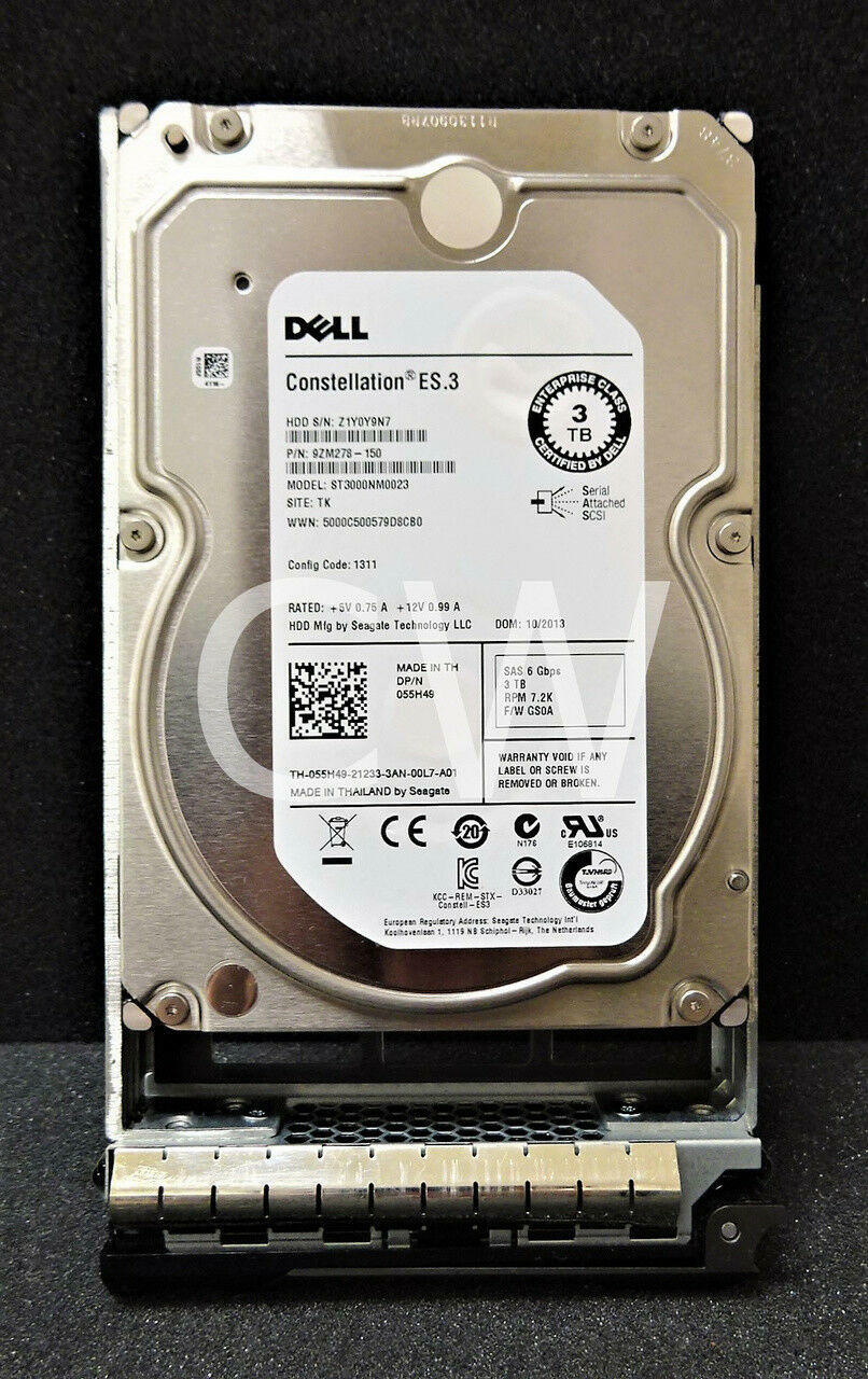 55H49 ST3000NM0023 Dell CONSTELLATION 3TB 7200RPM 6Gbps 3.5" SAS Hard Drive