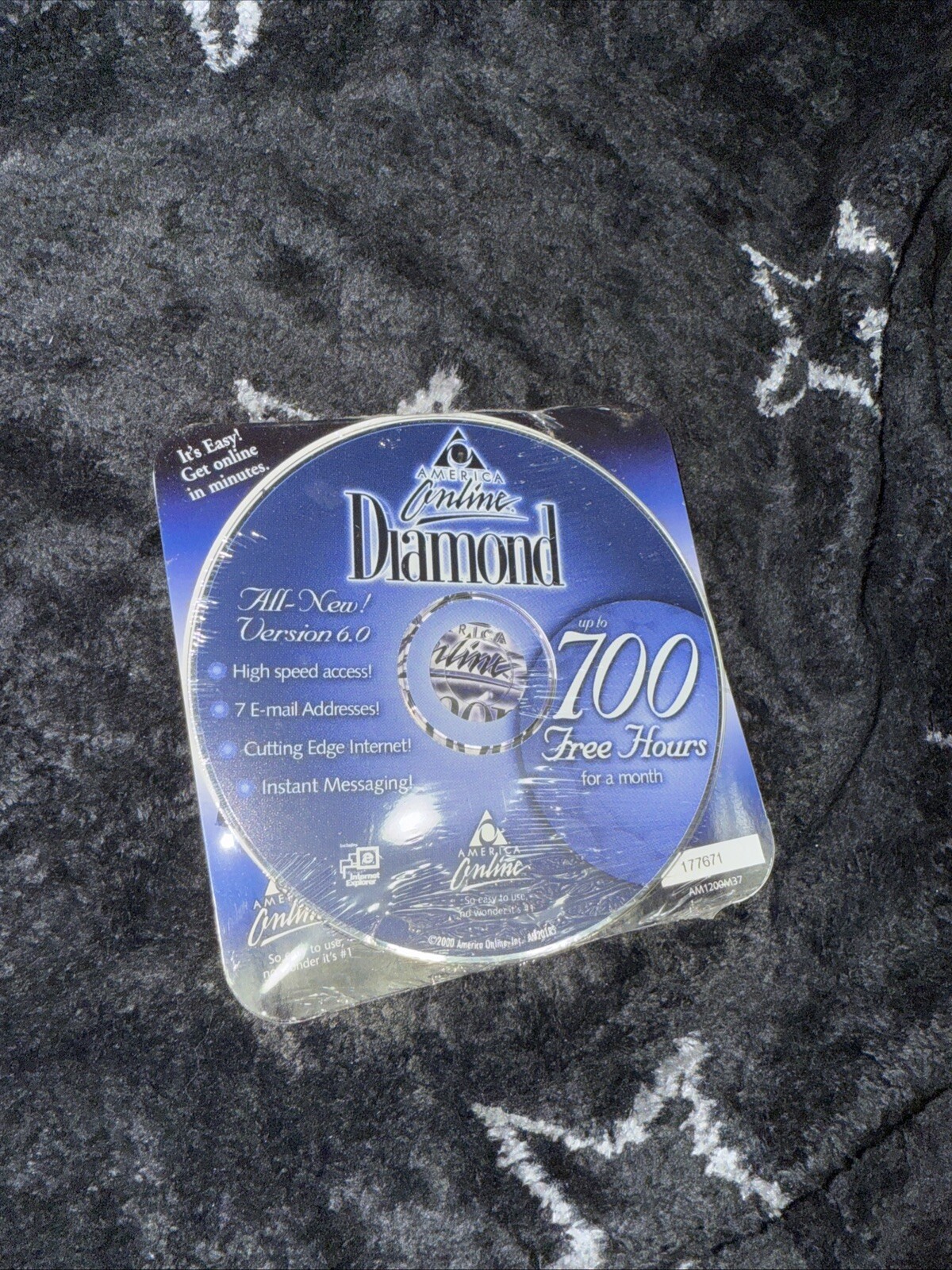 Vintage 1999 AOL V5.0 “Diamond” CD-ROM, New Factory-Sealed AOL (WTF100)
