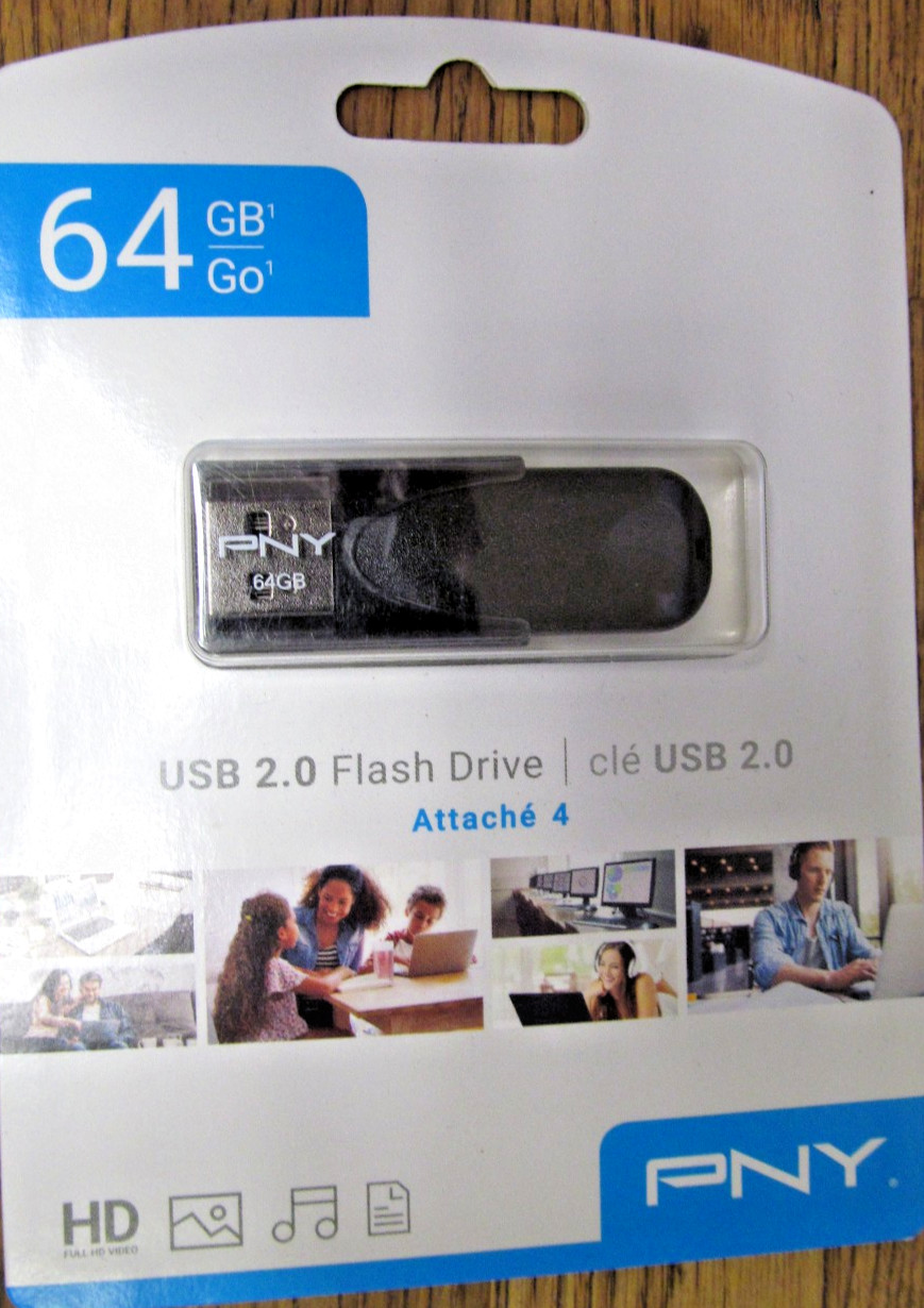 NEW 64GB PNY USB 2.0 FLASH DRIVE ATTACHE 4 HD  