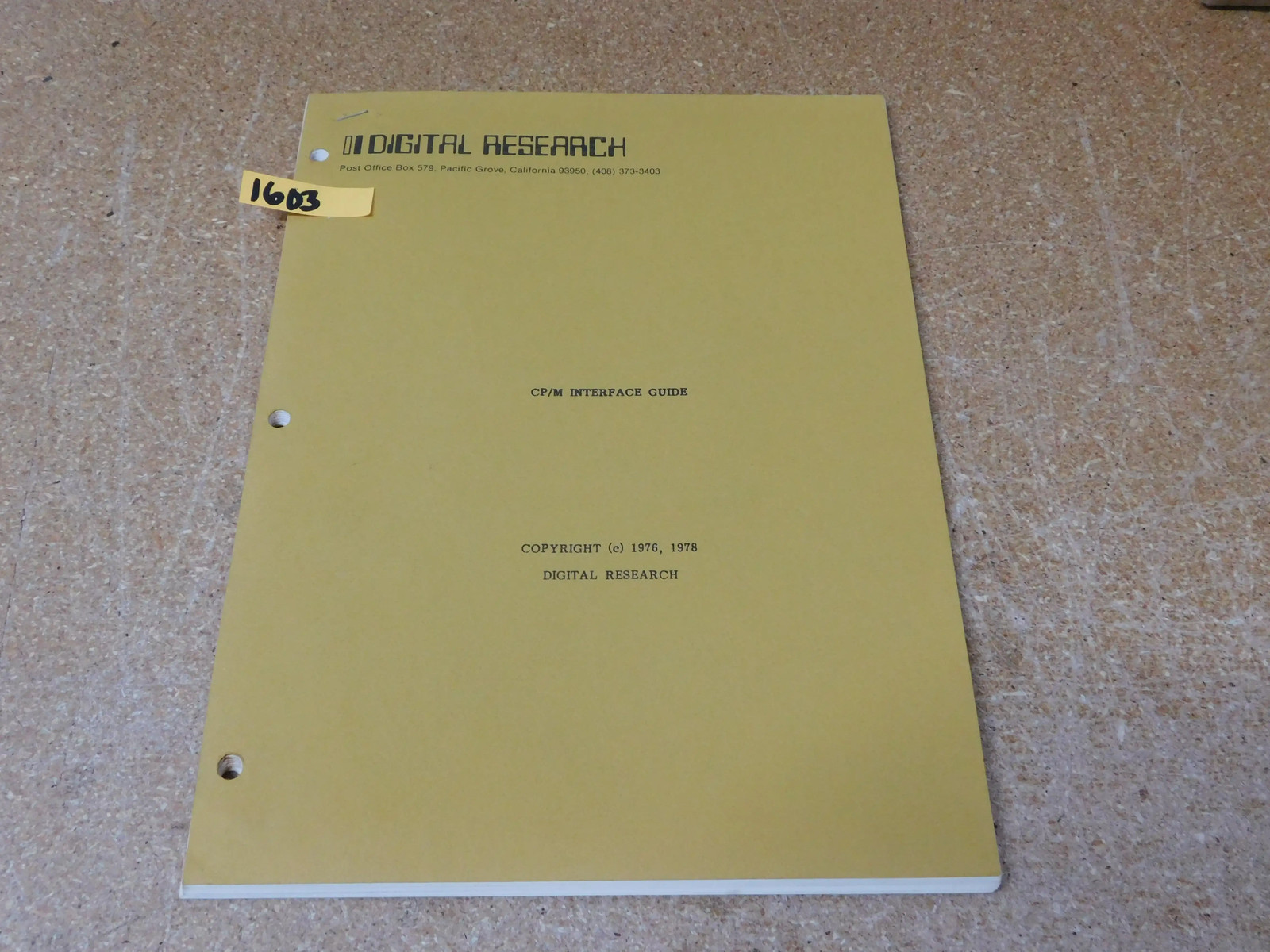 Digital Research CP/M Interface Guide Copyright 1976, 1978 (original)