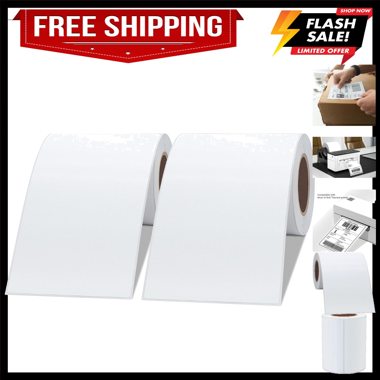 Effortless Labeling with 4x6 Thermal Labels - Self-Adhesive, No Toner Needed