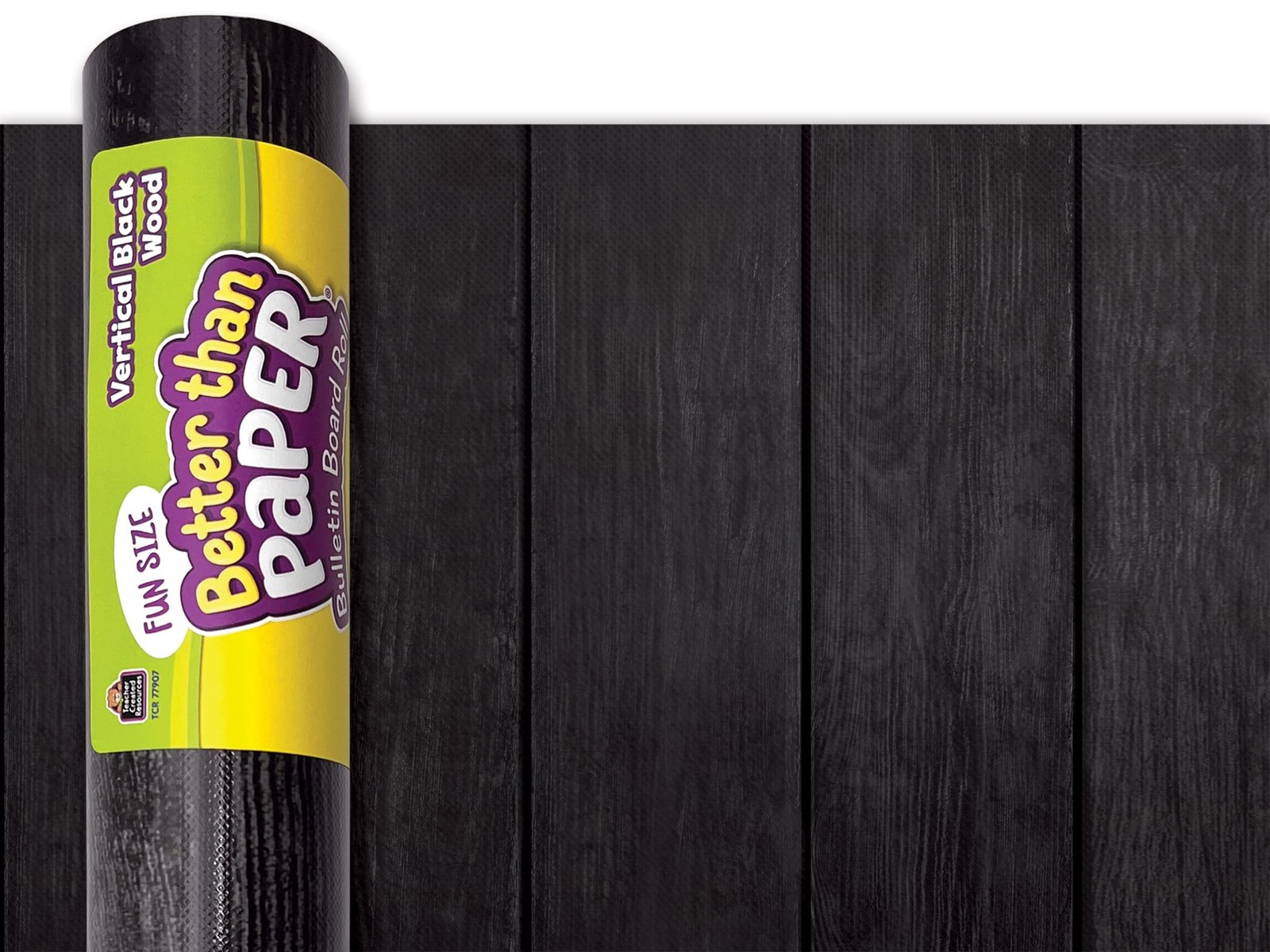 Bulletin Board Roll 144 x 18 Vertical Black Wood Better Than Paper TCR77907