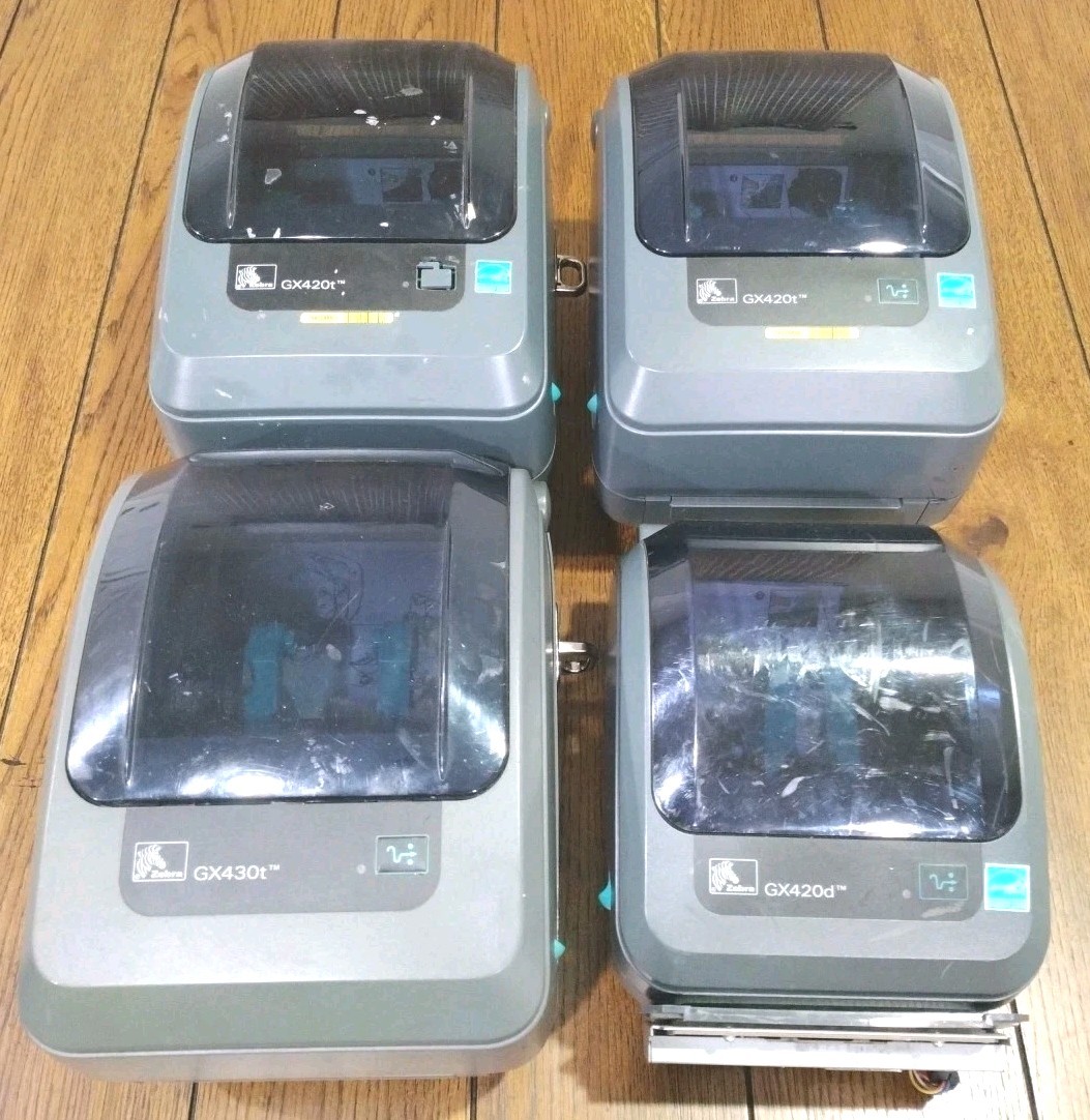 Lot of 4 Zebra Barcode Label Printer 2 GX420t, 1 GX430t and 1 GX420d (READ⬇️)