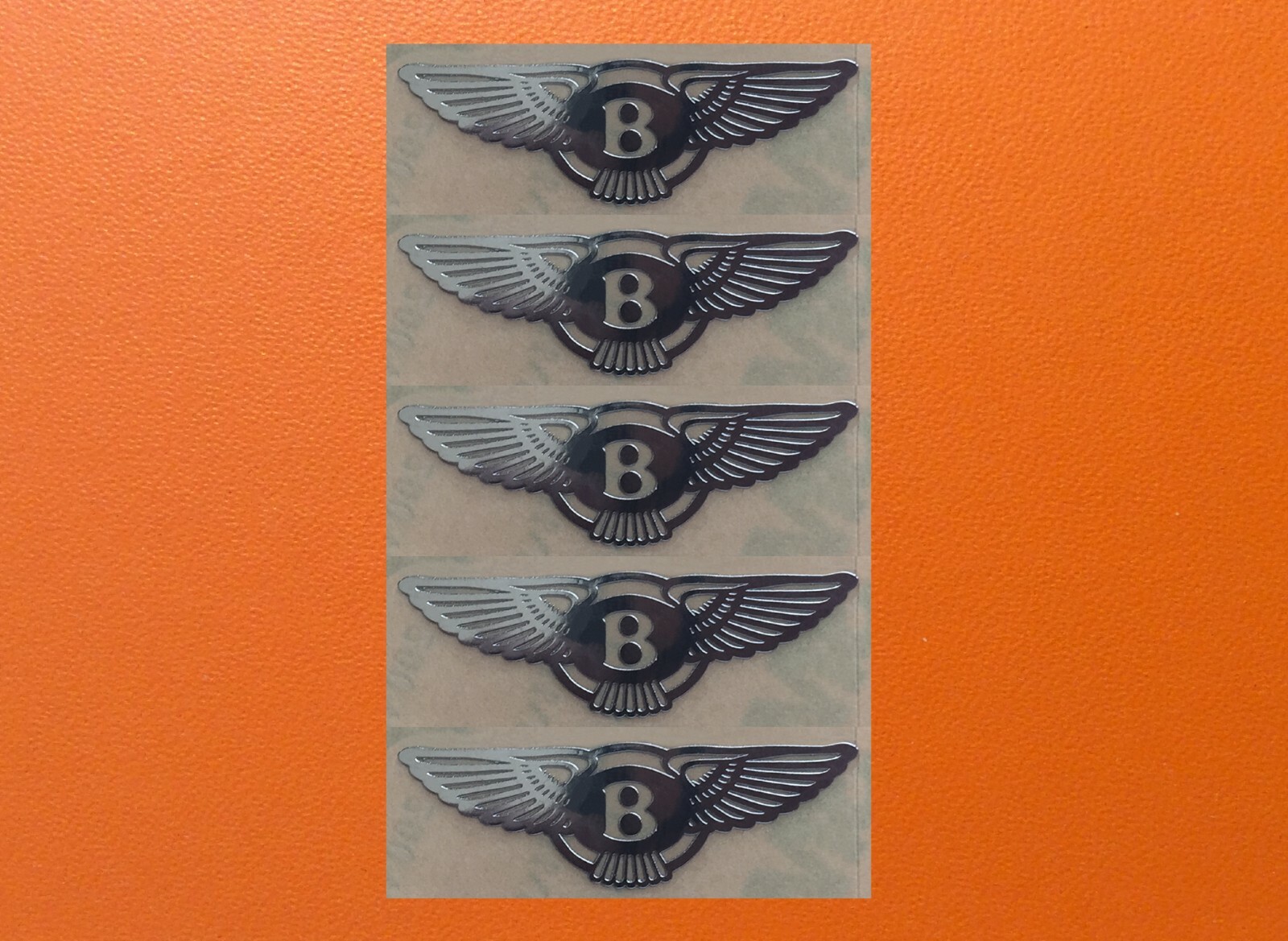 5 pcs Sticker for Bentley Skylake Silver Chrome Logo Decal Badge 30mm x 9mm