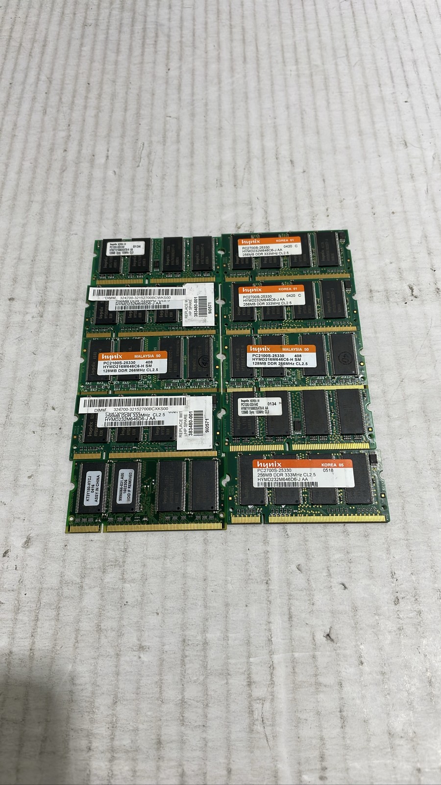 Hynix DDR PC2700 PC2100 PC133 128MB 256MB Mixed RAM Lot Of 10
