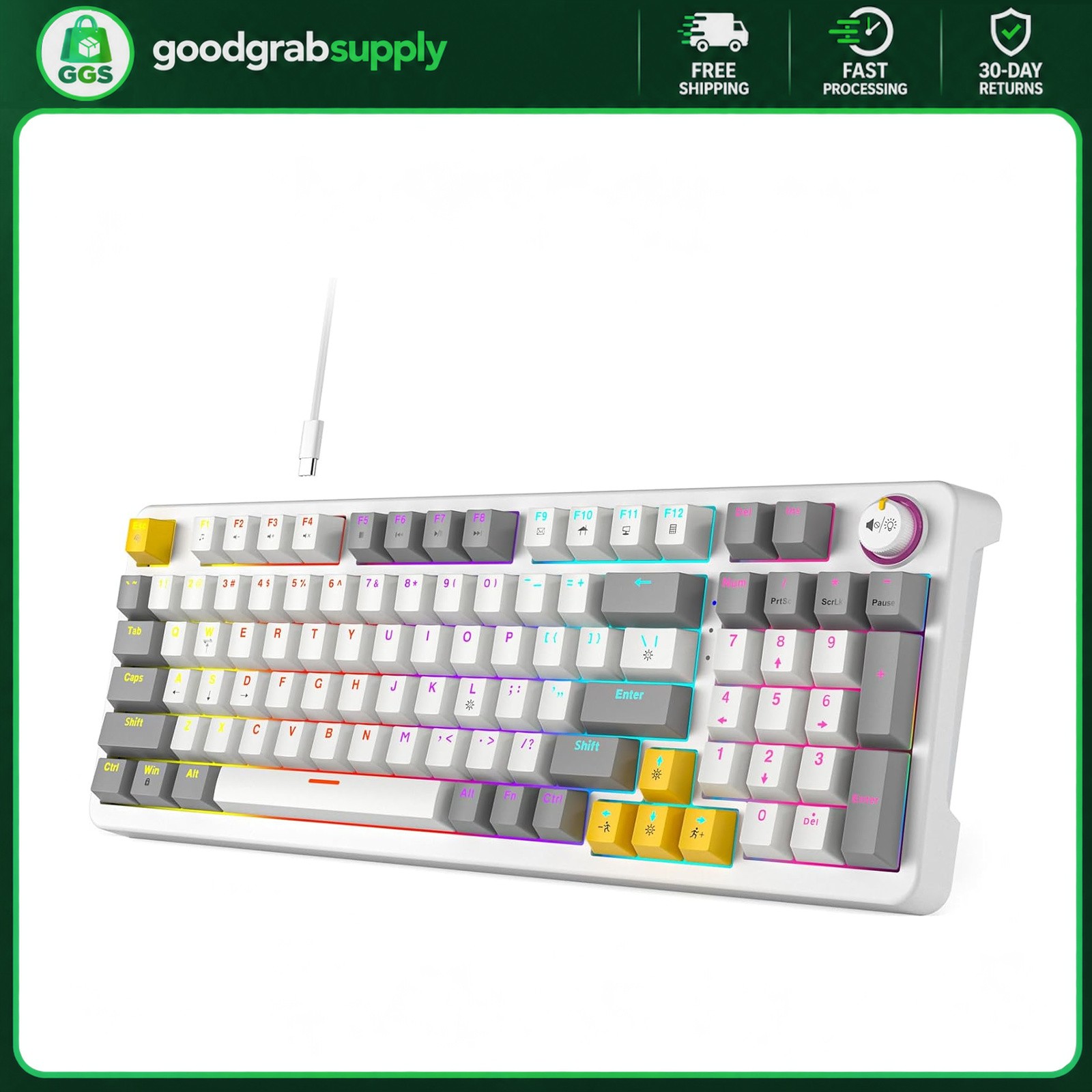 Mechanical Keyboard 96 Keys Red Switch RGB Backlighting PBT Keycaps