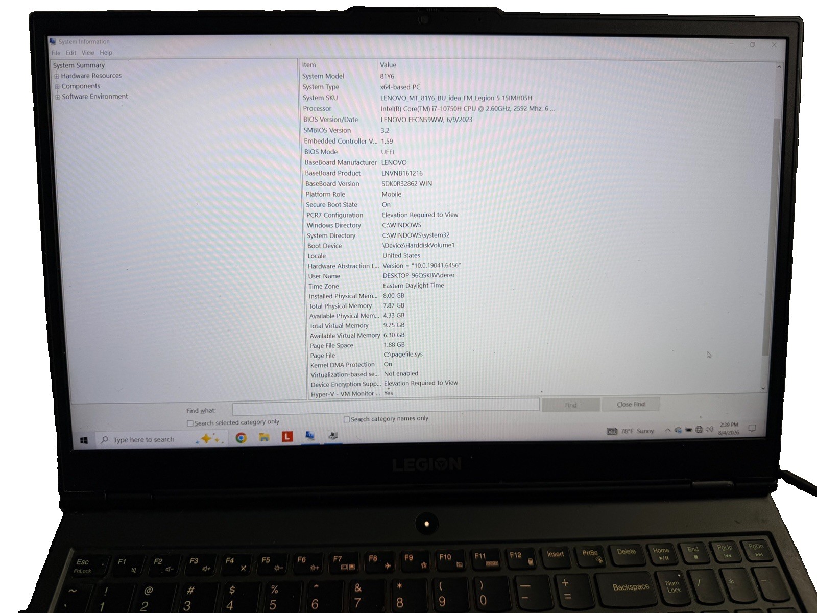 Lenovo Legion 5 15IMH05H 15.6" i7 10th Gen GeForce GTX 1660Ti For Parts/Repair