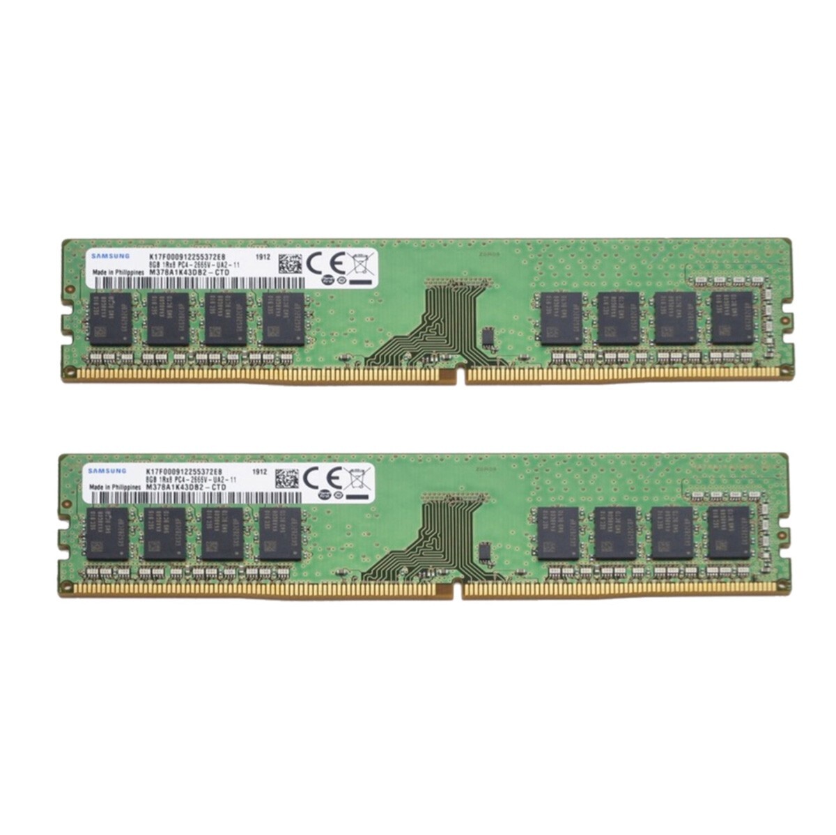 Samsung 16GB 2X8GB DDR4 2666MHz PC4-21300 1RX8 UDIMM Memory Ram M378A1K43DB2-CTD