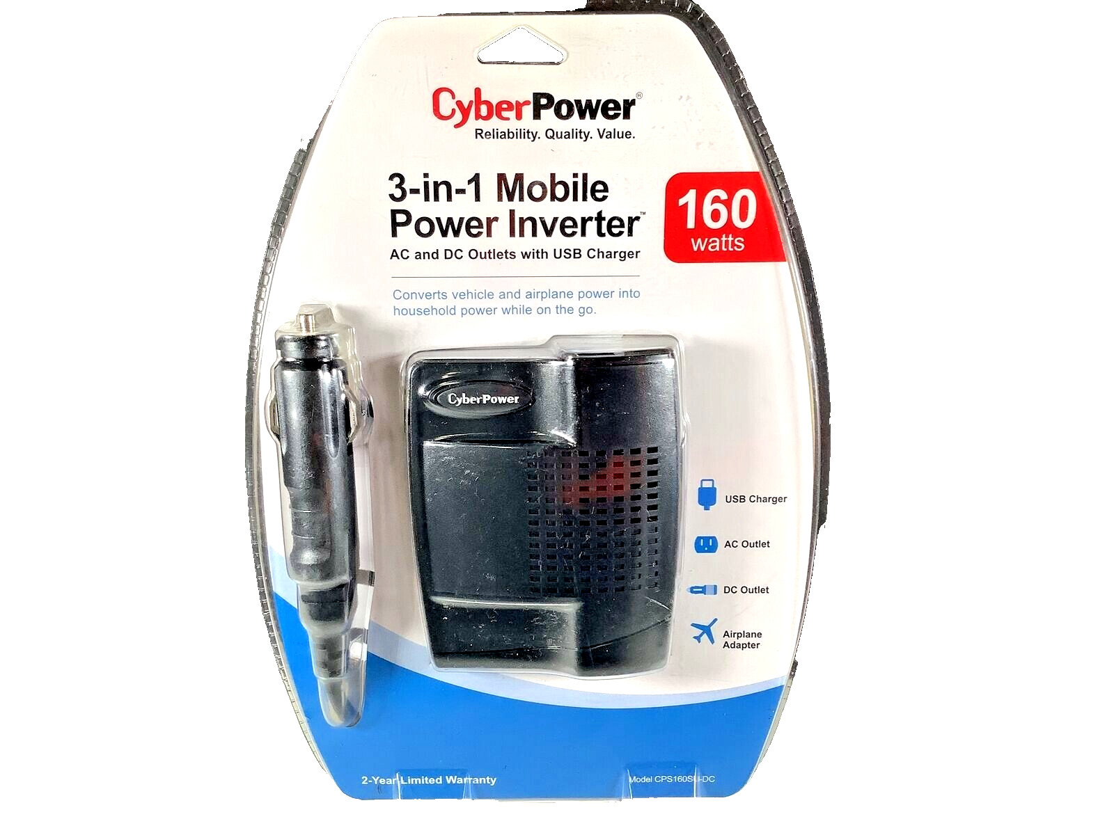 NOS 2010 SEALED CyberPower 3-In-1 Mobile Power Inverter-Model #COS160SU-DC