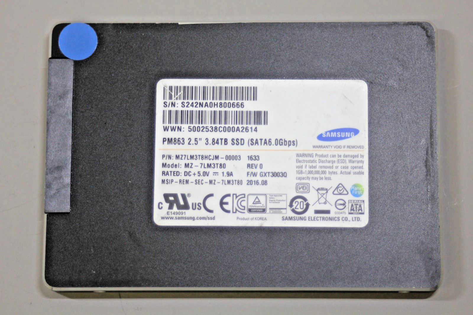 Samsung PM863 3.84TB SATA 6Gb/s 2.5" SSD Solid State Drive MZ-7LM3T80