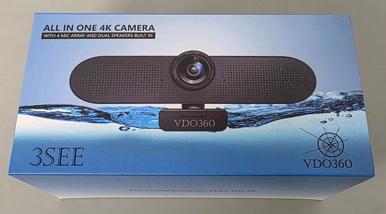 NEW VDO360 3SEE – All In One 4K HD Webcam/Camera W/4 Mic Array & Dual Speakers