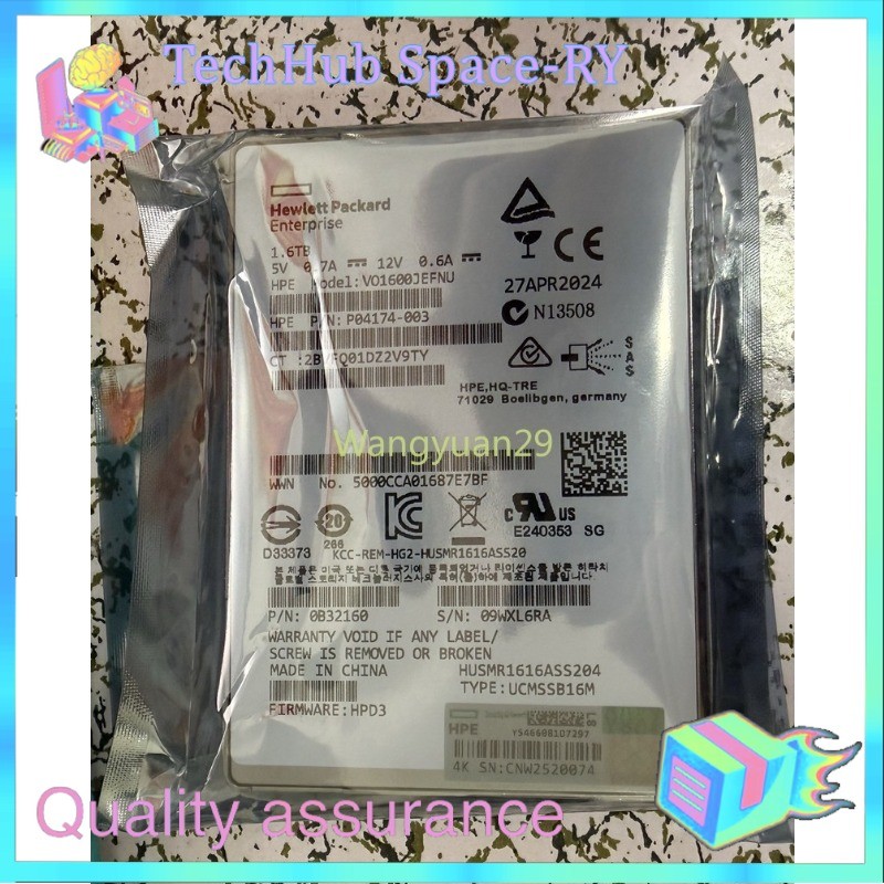 New HPE 1.6TB SAS 12G 2.5" SFF SSD P04174-003 V01600JEFNU Hard Disk