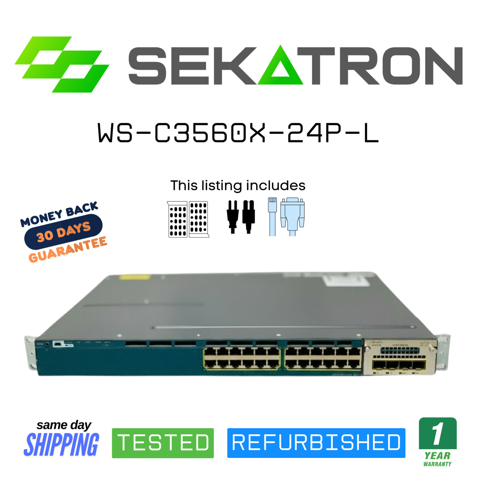 🔀 Cisco WS-C3560X-24P-L 24-Port PoE+ Gigabit Switch ⚡ Fast Ship
