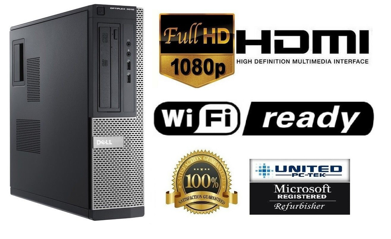 Dell OptiPlex Windows 7 Pro 32-Bit 3.3 GHz PC Desktop 90 Day Warranty WiFi HDMI