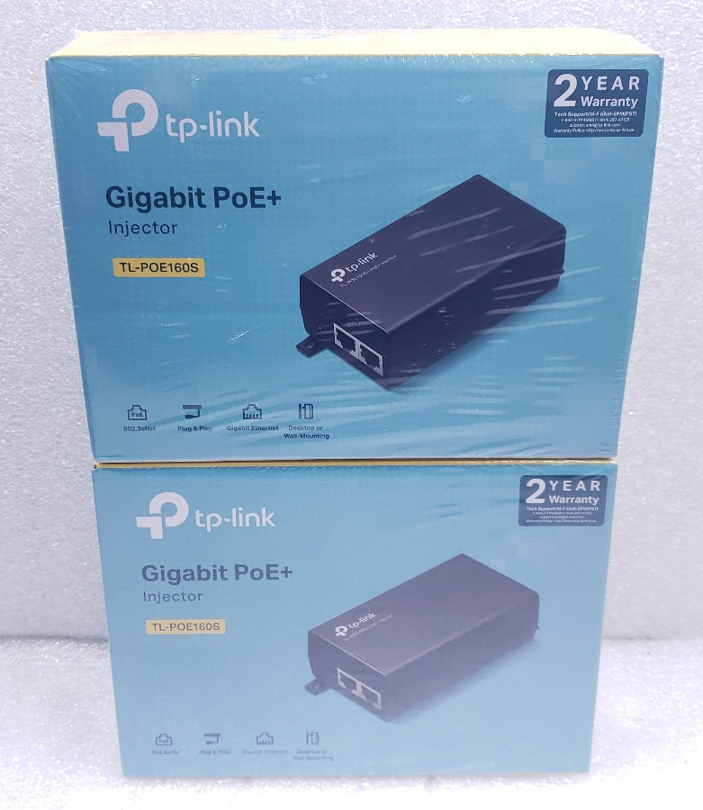 Lot Of 2 NEW TP Link Gigabit PoE+ Injector TL-POE160S Black #99